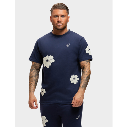 2LEGARE 2LEGARE Flower T-Shirt - Navy/White