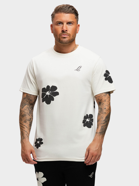 2LEGARE Flower T-Shirt - Offwhite/Black