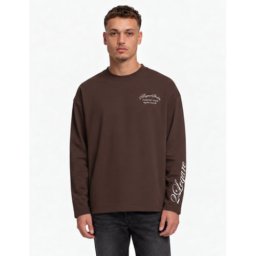 2LEGARE 2LEGARE Force et Unite Longsleeve T-Shirt - Dark Brown