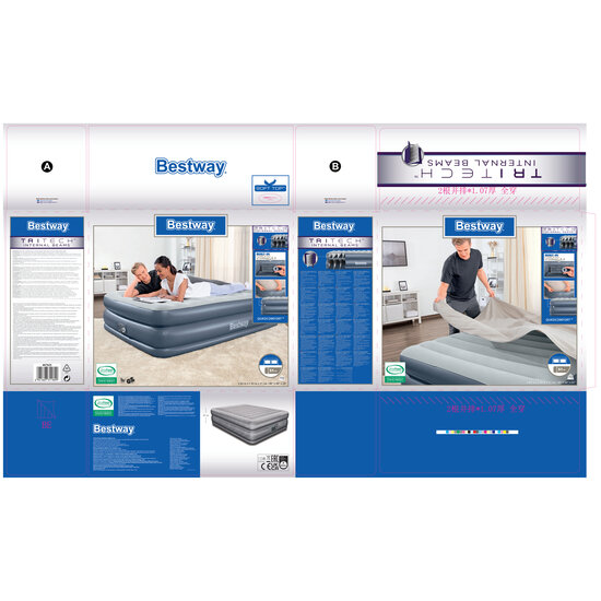 Bestway Tritech luchtmatras quadcomfort 51 cm queen - 2 persoons