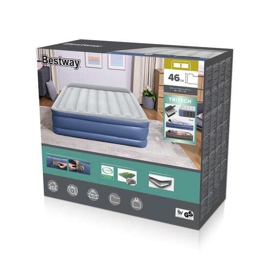 Bestway Tritech 46 cm queen luchtmatras met hoofdbord - 2 persoons