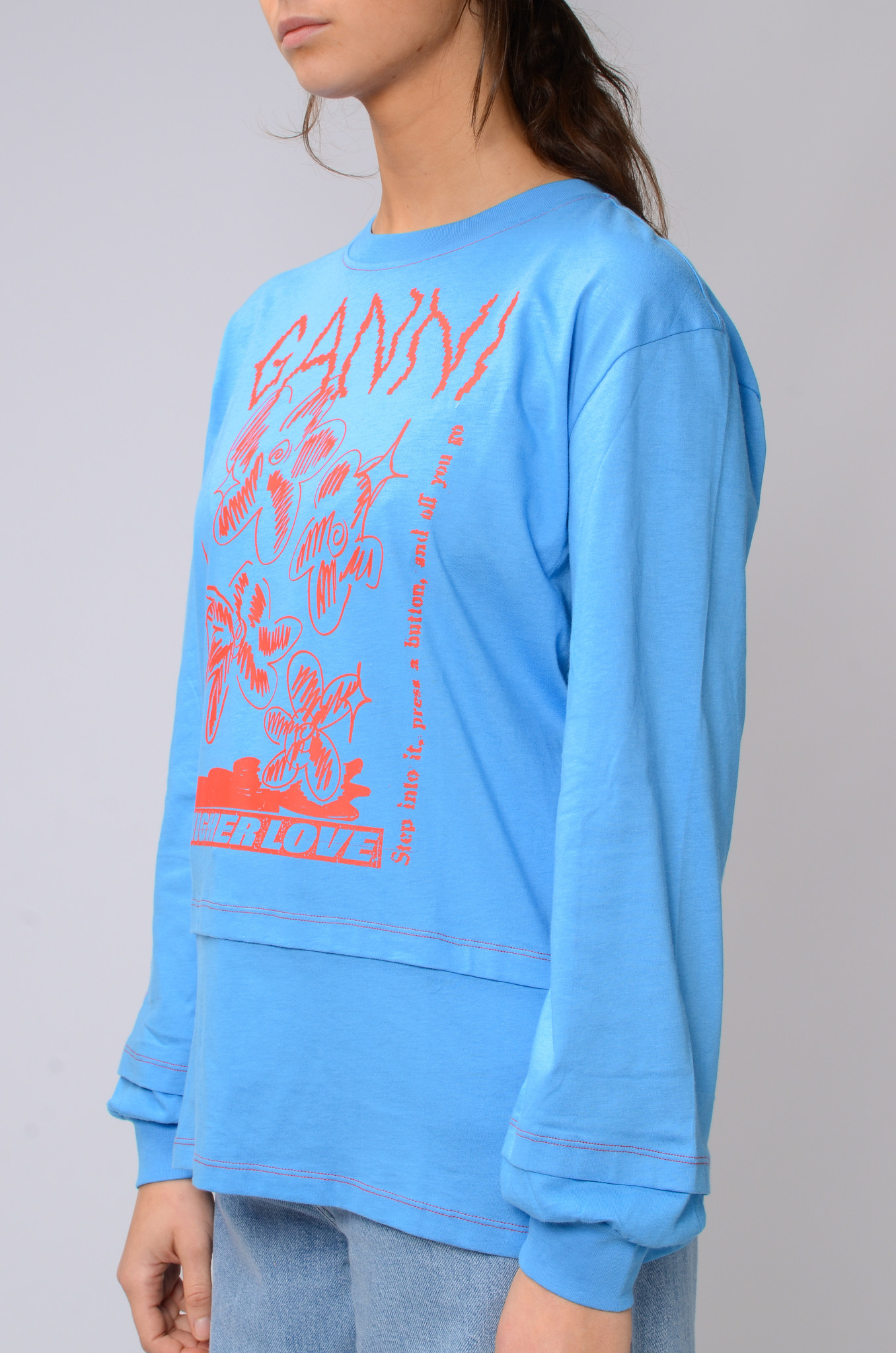 LONG SLEEVE GRAPHIC TEE IN AZURE BLUE-3