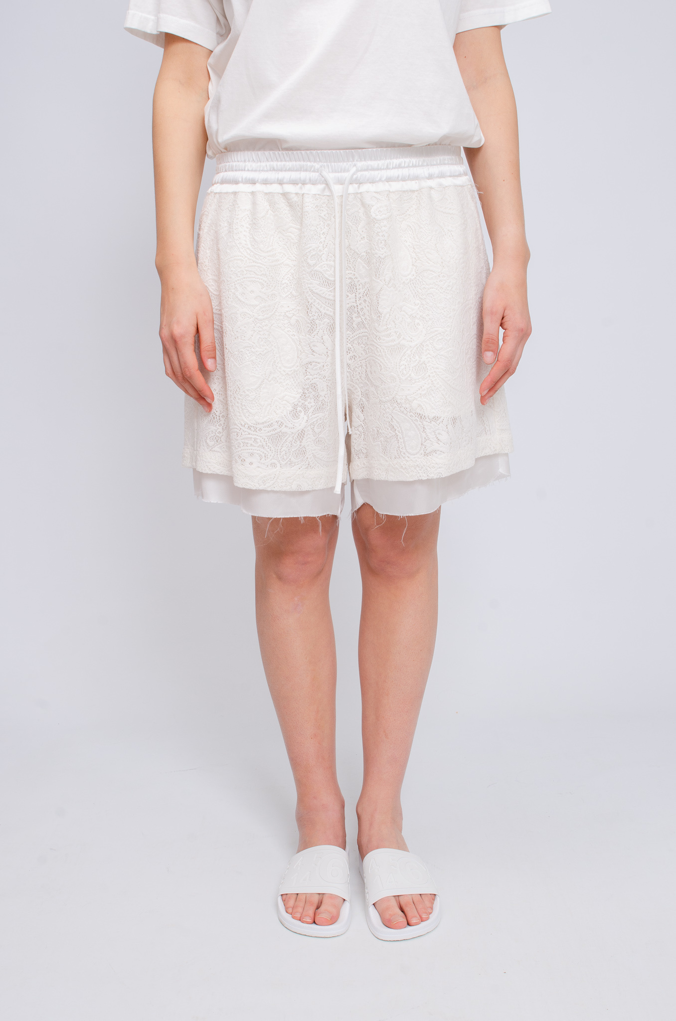 LAYERED LOOK LACE SHORTS-1