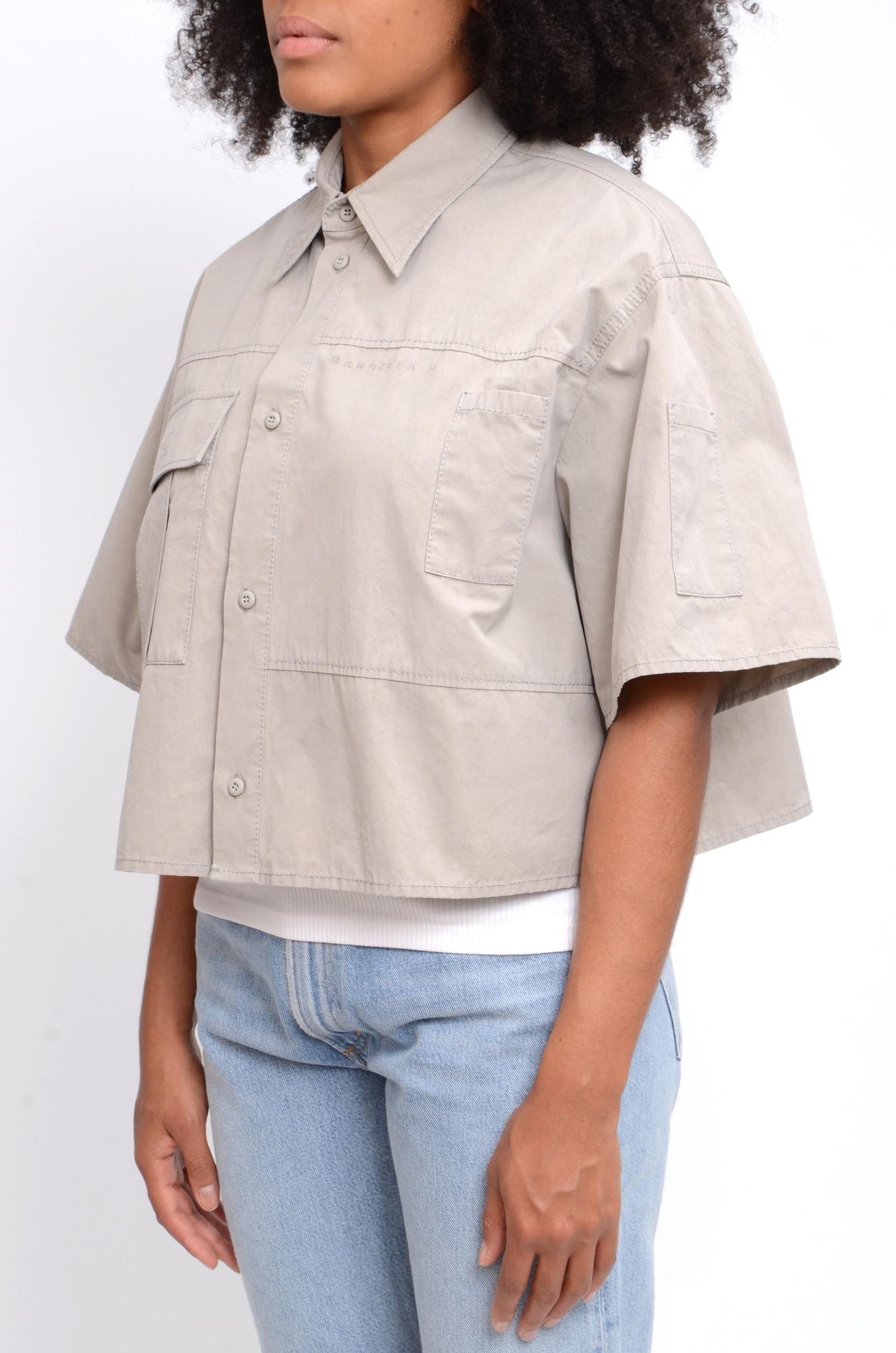 CROPPED MILITARY SHIRT JACKET IN GREY-4