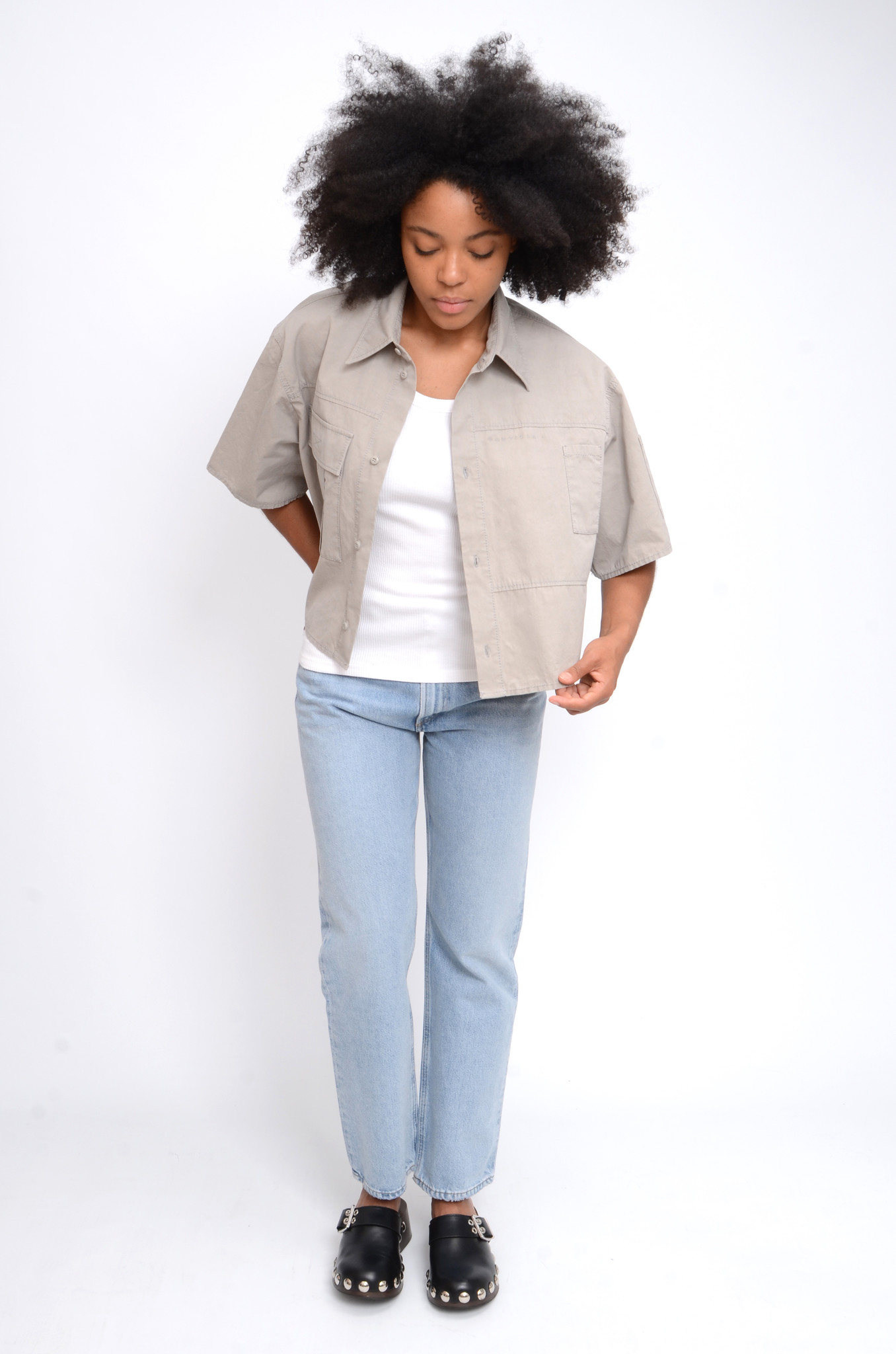 CROPPED MILITARY SHIRT JACKET IN GREY-7