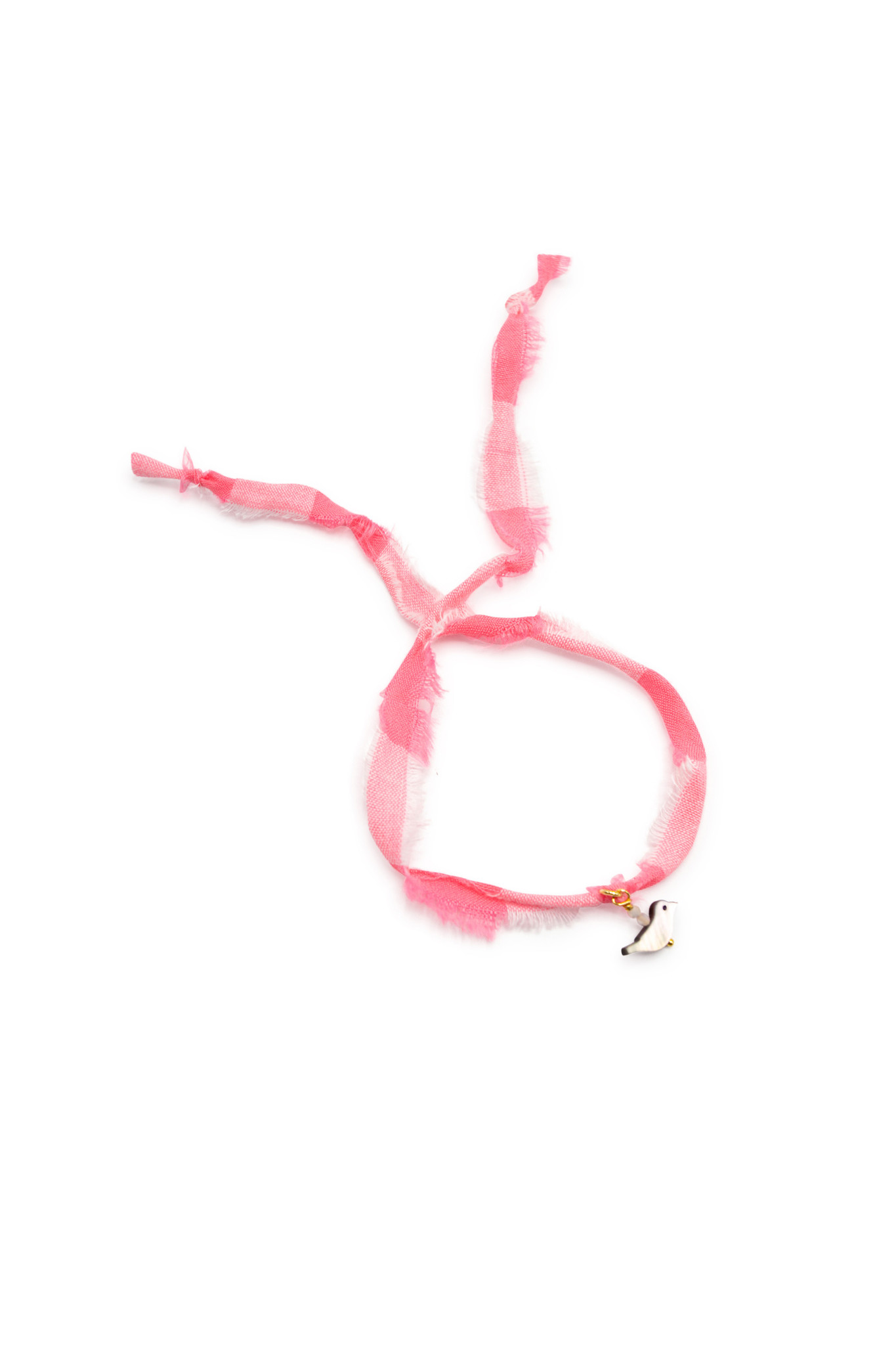 FRAY FABRIC PINK GINGHAM BIRD ANKLET-1