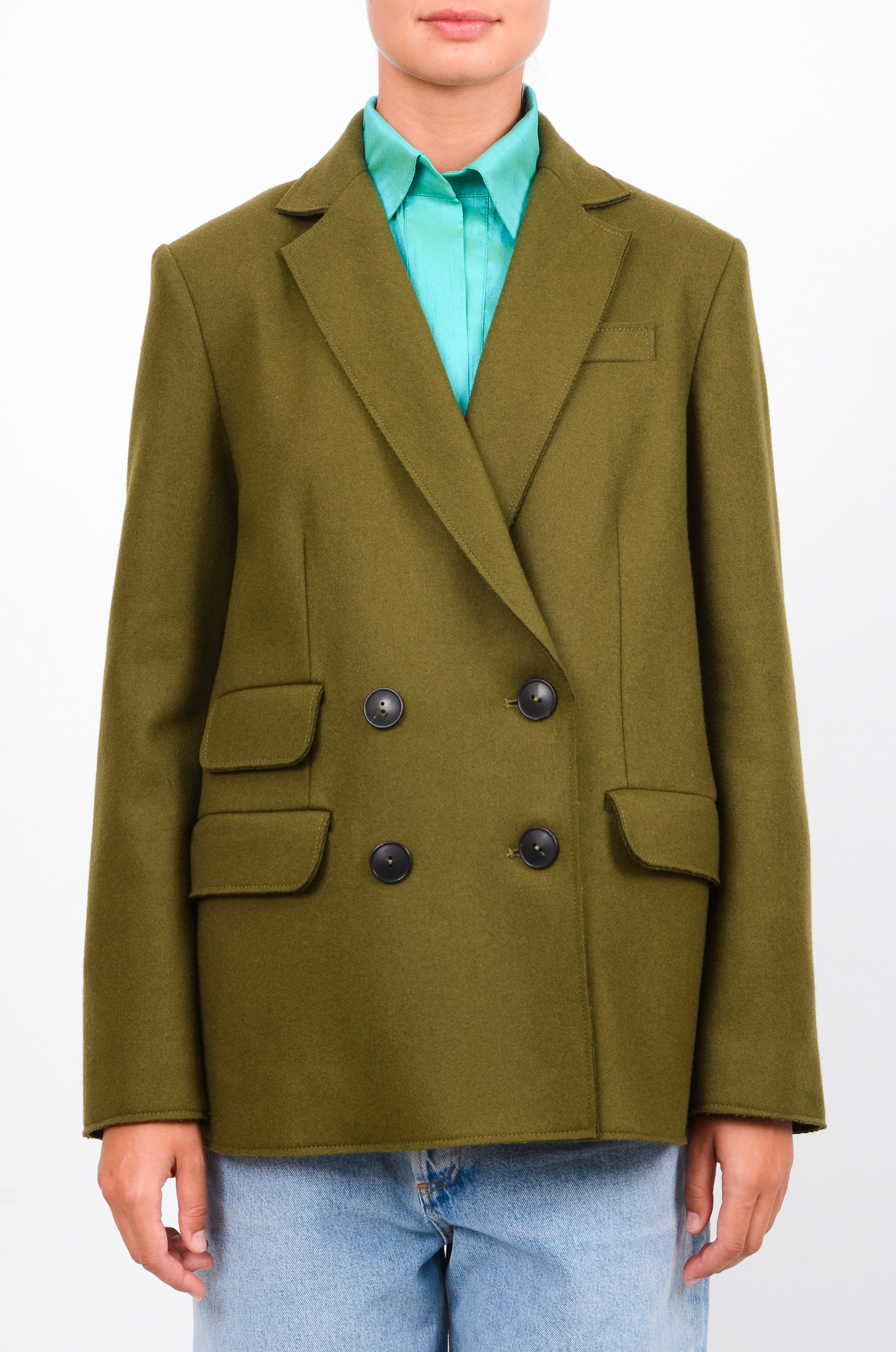 WOOL CLOTH JACKET IN  FOREST GREEN-3