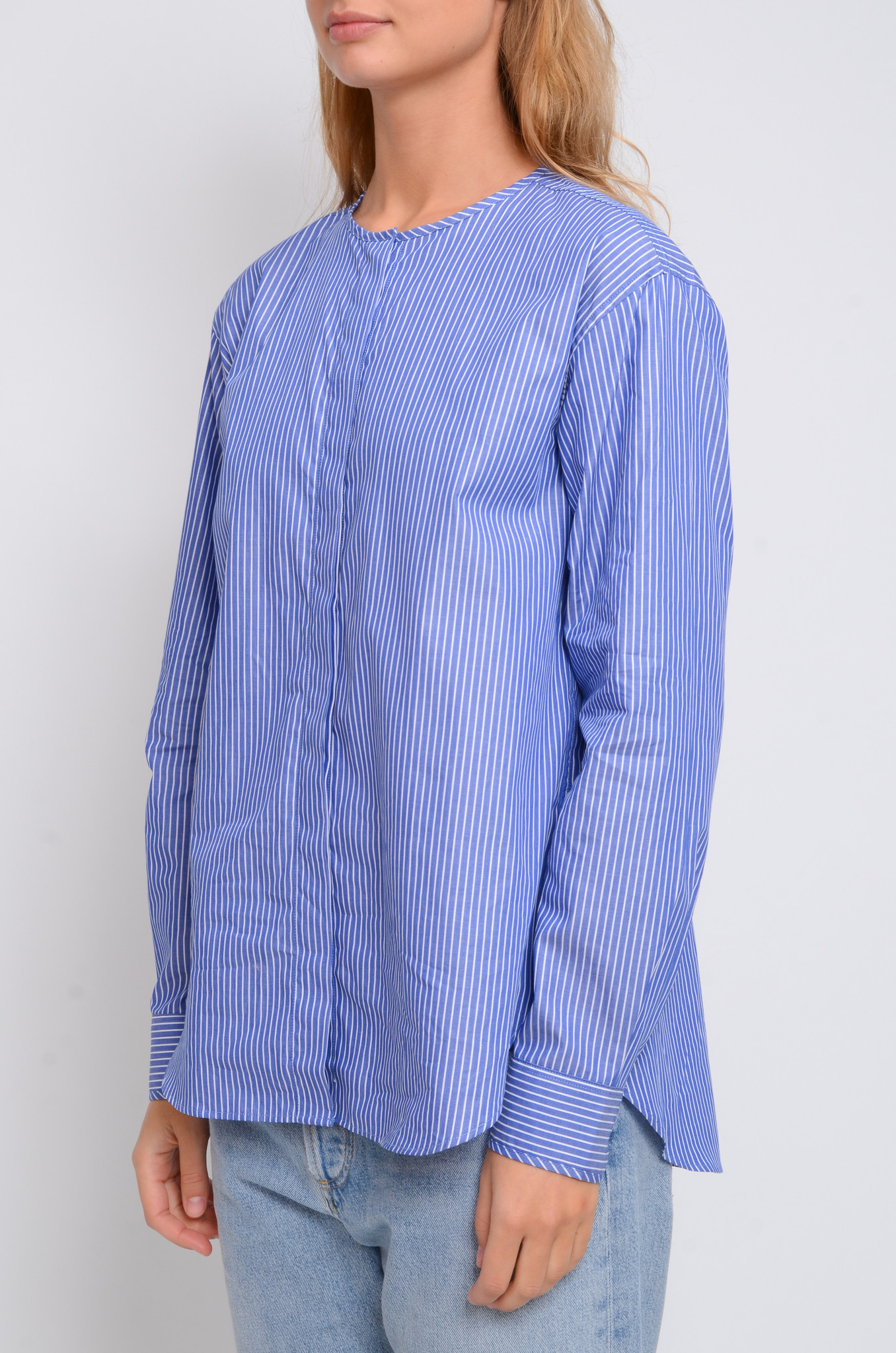COLLARLESS BLOUSE IN GALAXY BLUE-4