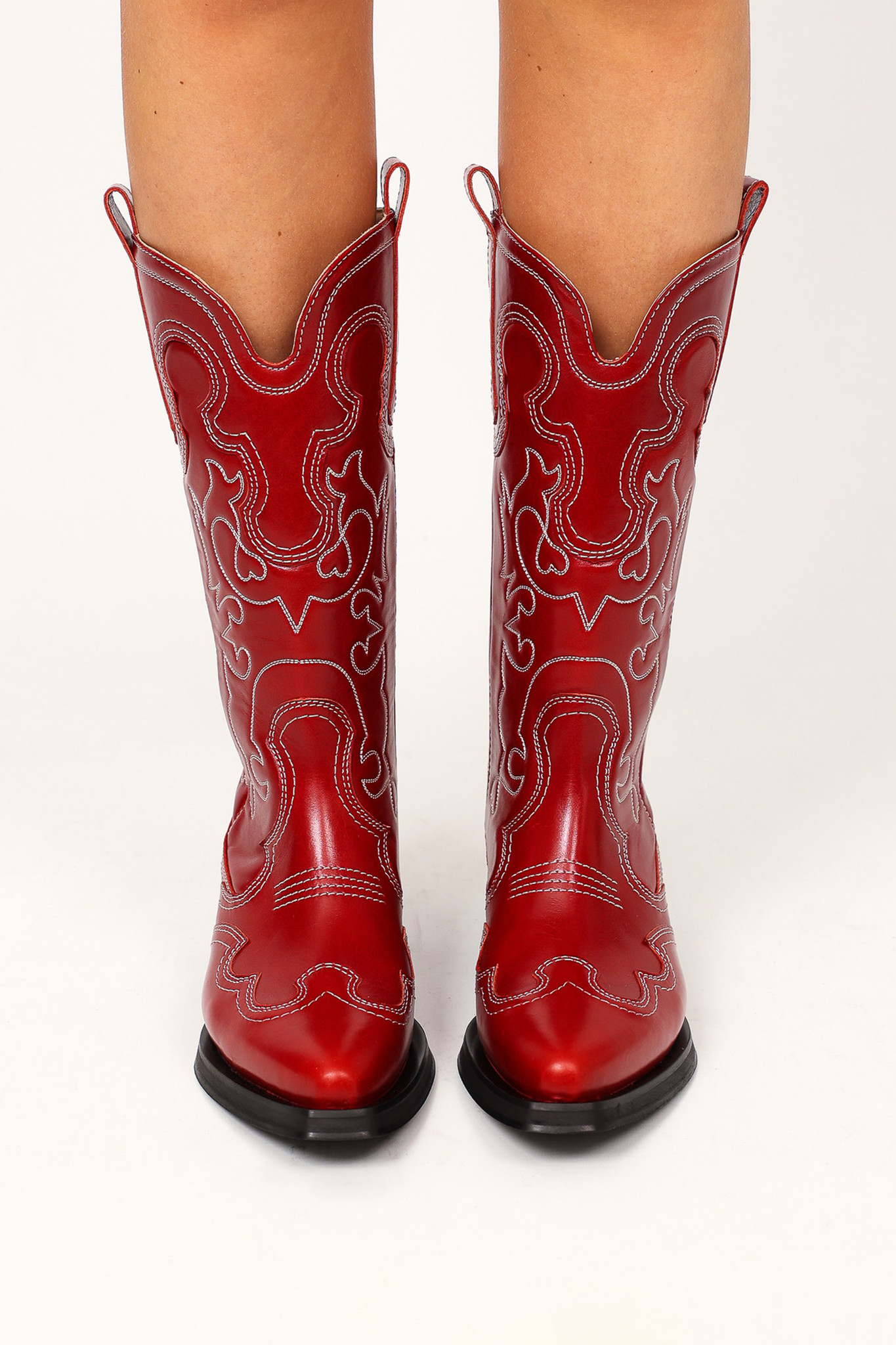 Embroidered Western Boots in Barbados Cherry-2