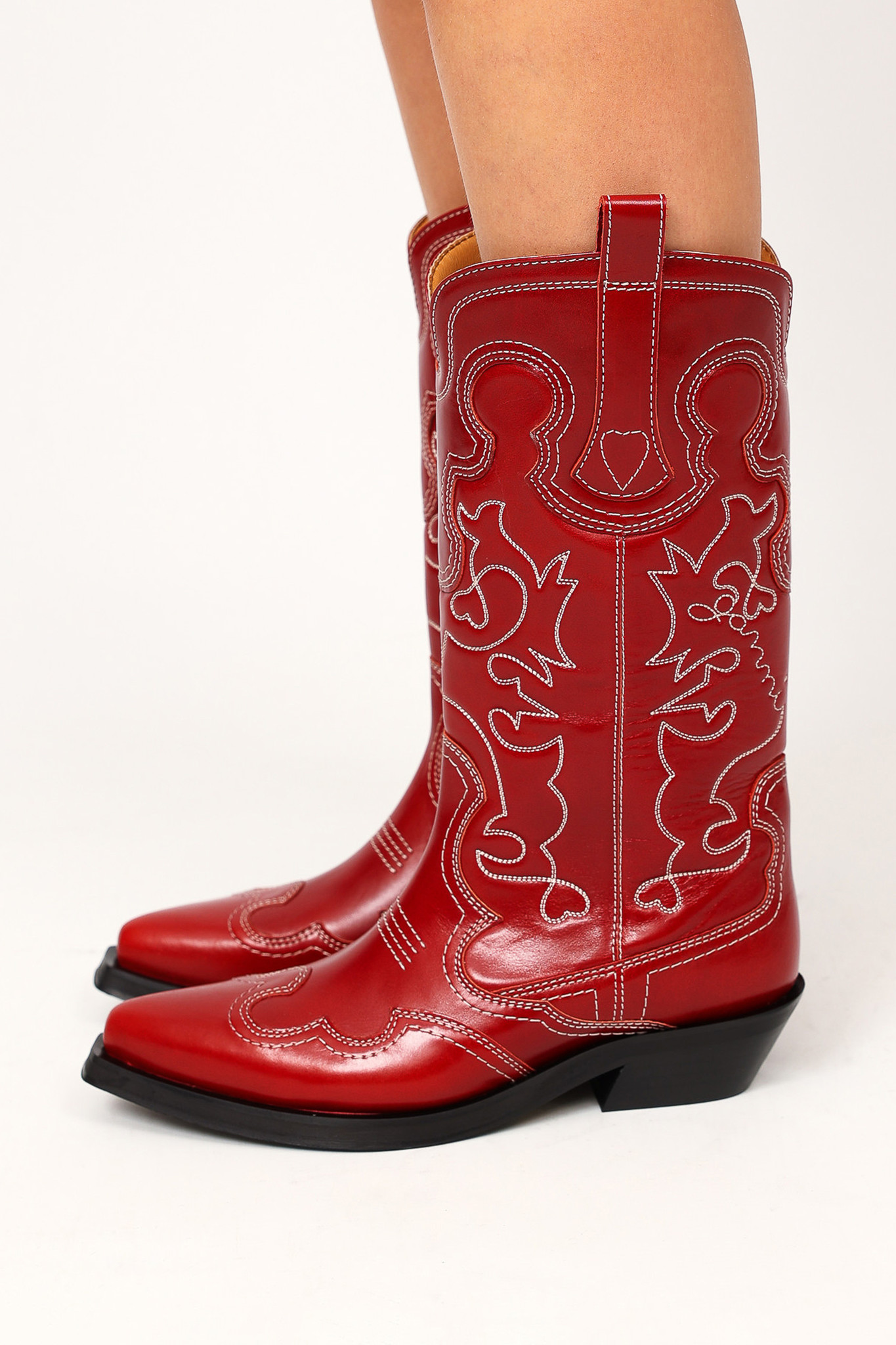 Embroidered Western Boots in Barbados Cherry-3