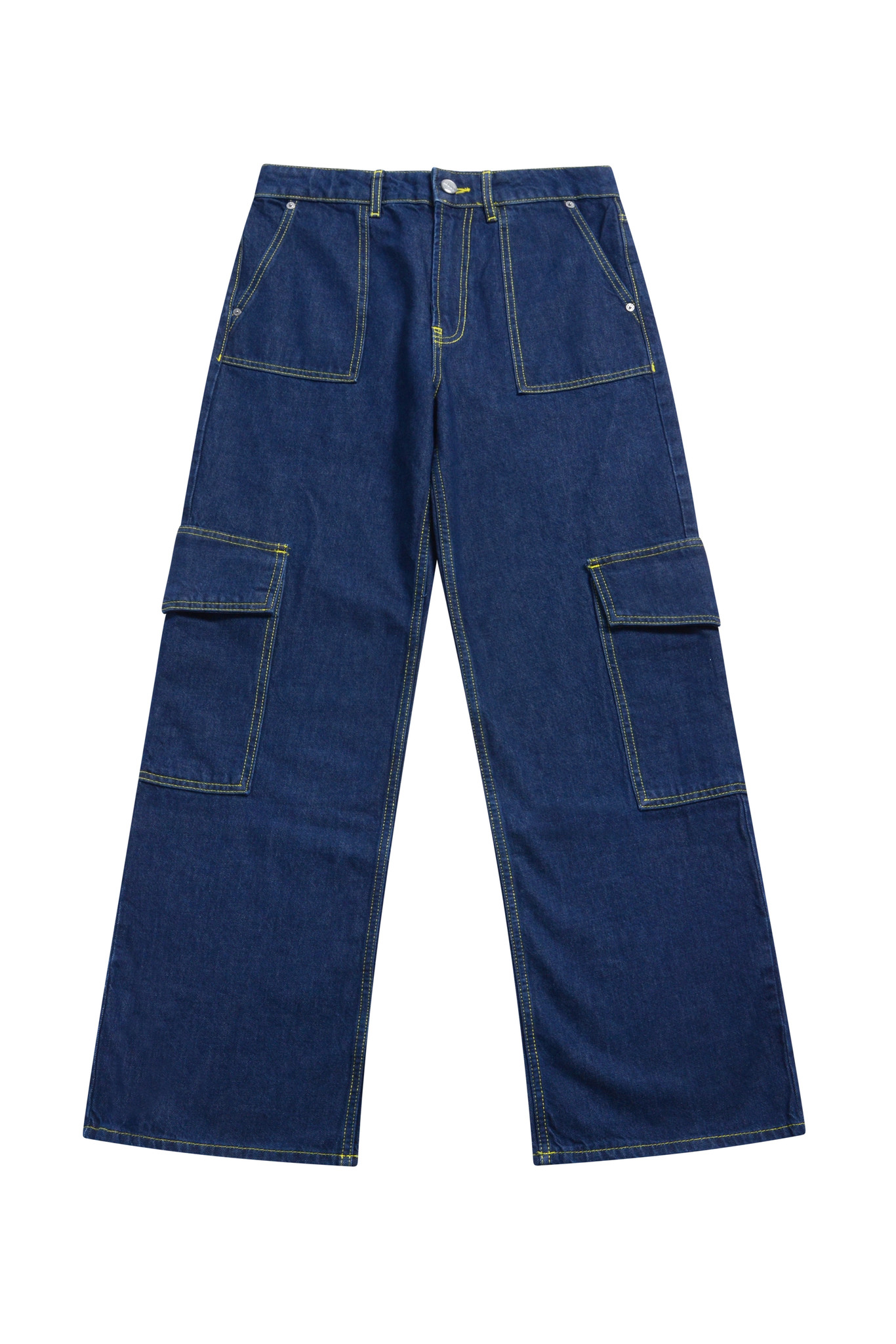 Contrast Stitch Cargo Jeans-1