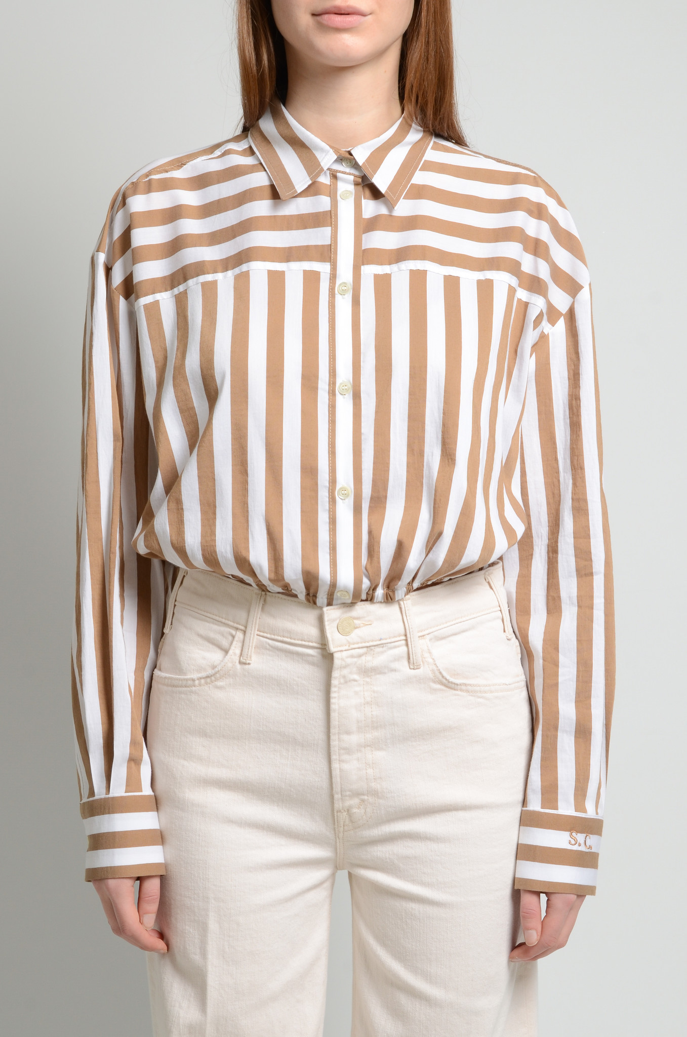 Cropped Striped Cotton Shirt-2