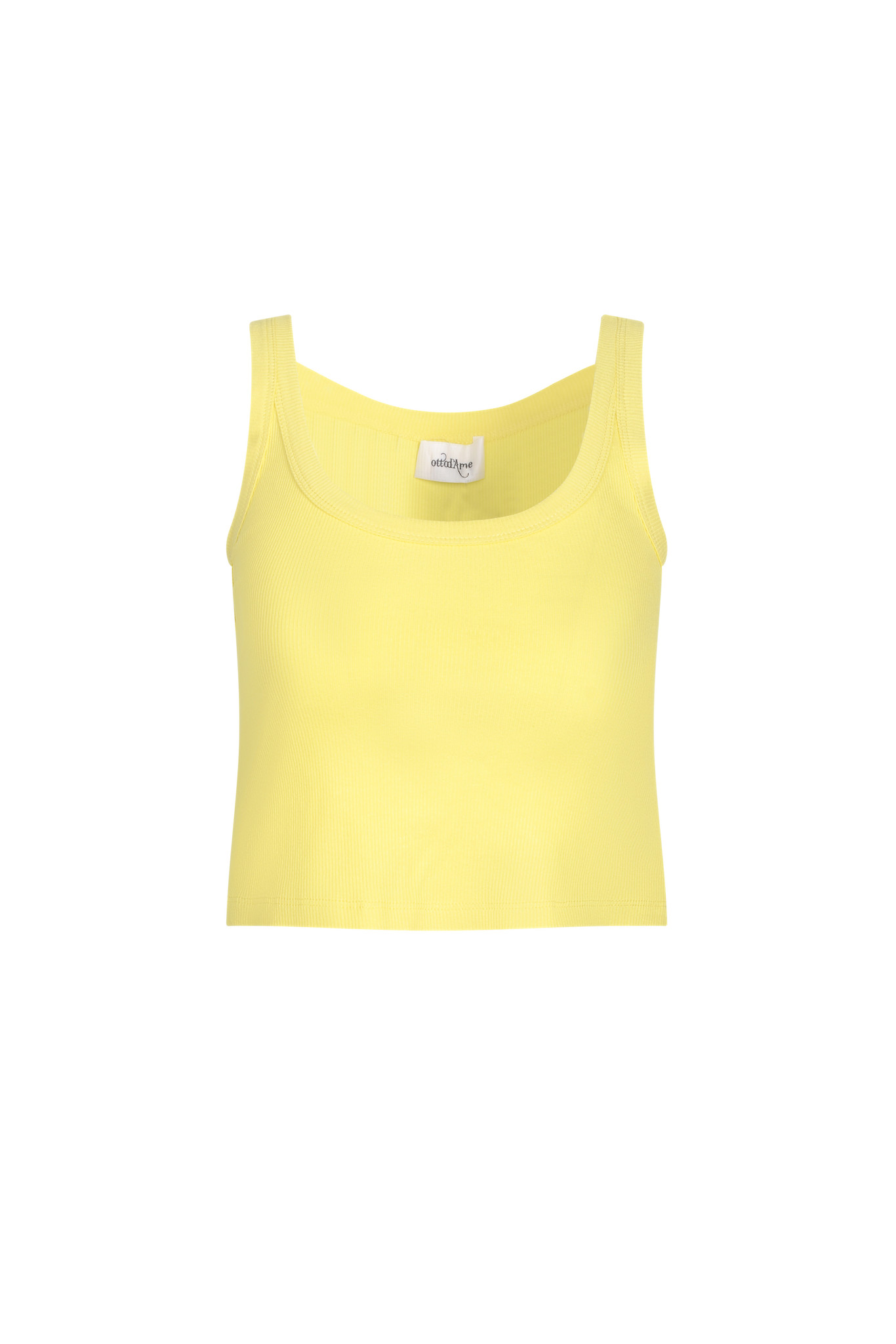 Ribbed Crop Tank in Yellow-1
