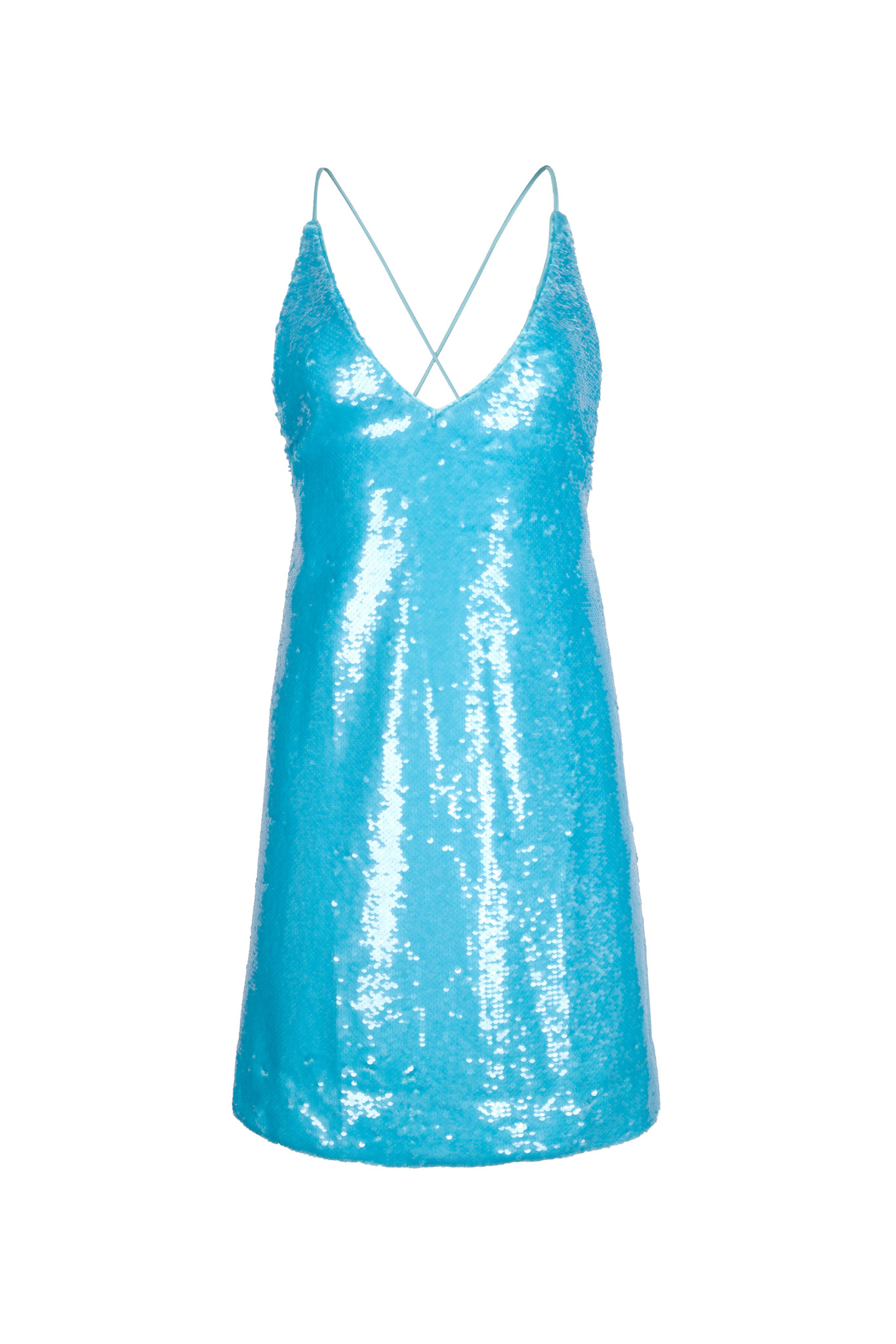 Sequin Slip Dress in Blue Curacao-1