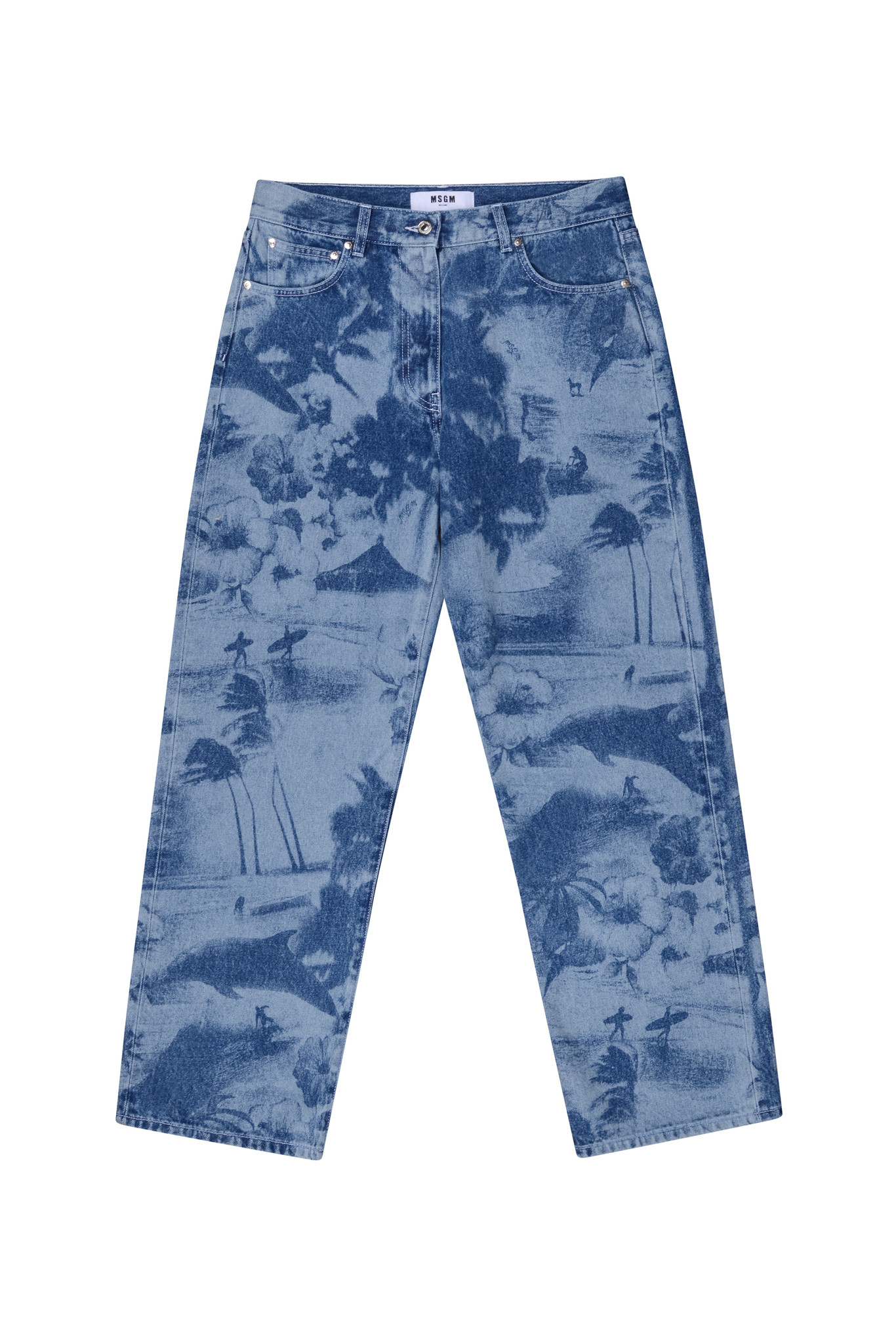 Printed Denim Trousers-1