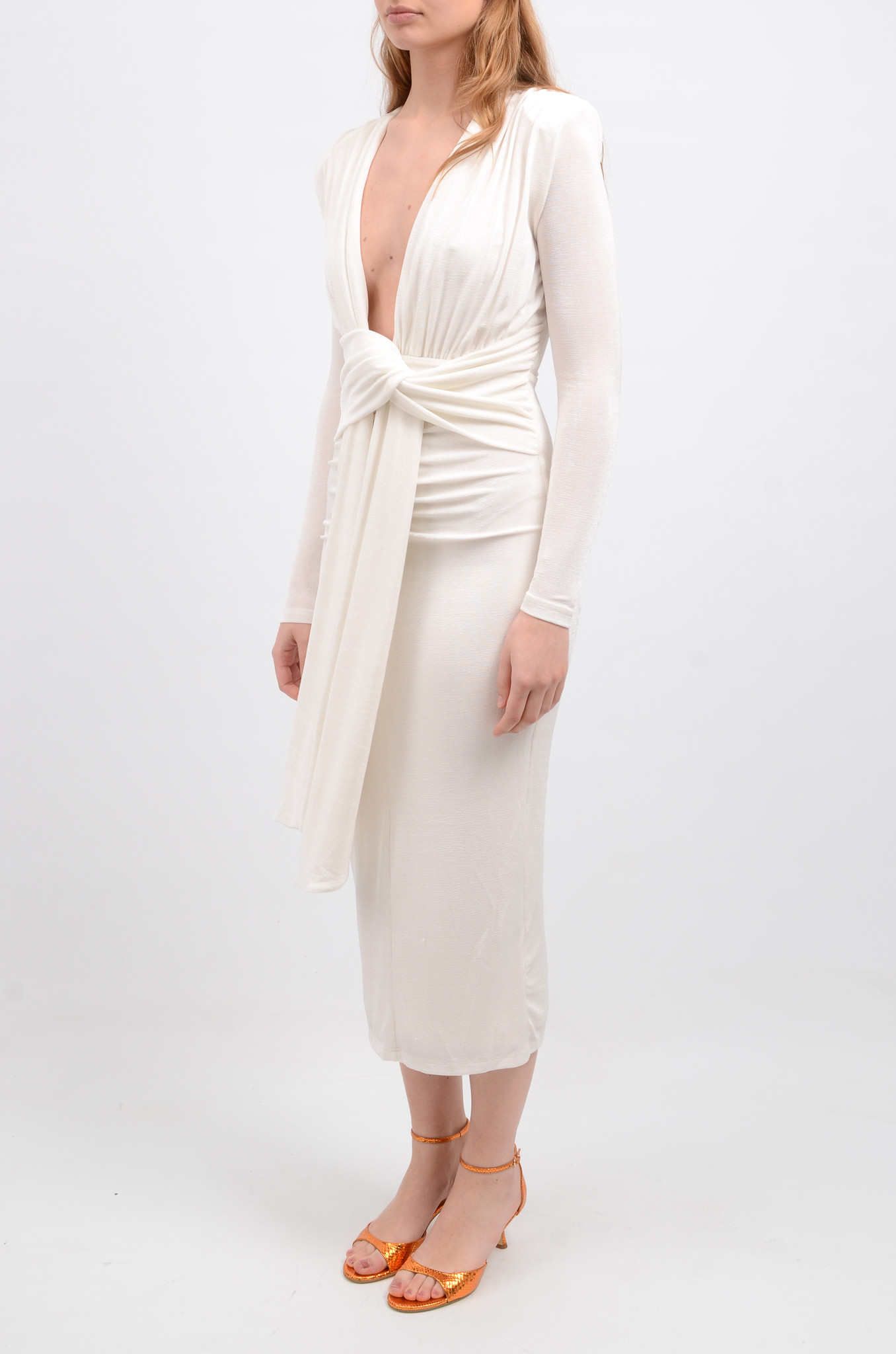Francis Slinky Jersey Midi Dress in Ivory-4