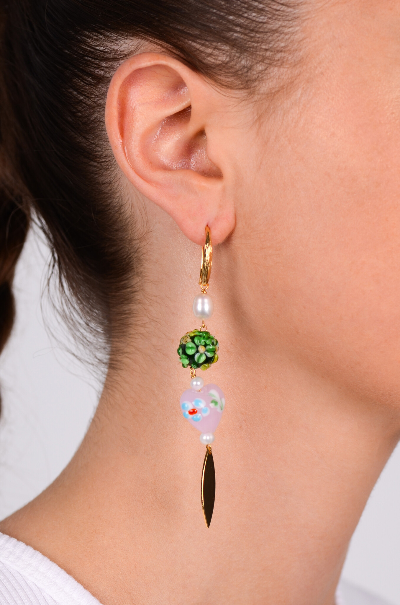 Painted Glass Bead Drop Earring-4