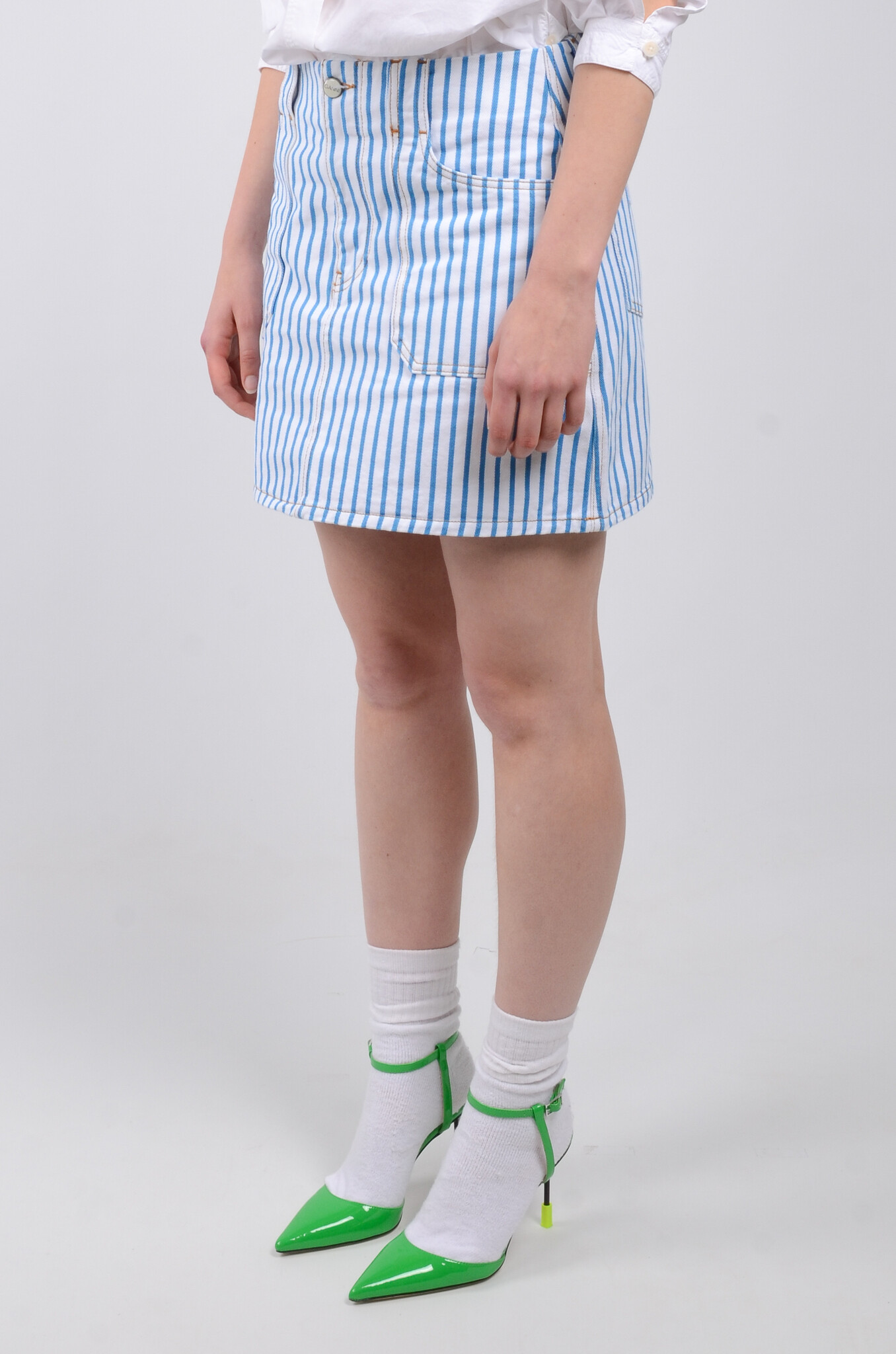 Striped Denim Mini Skirt-4