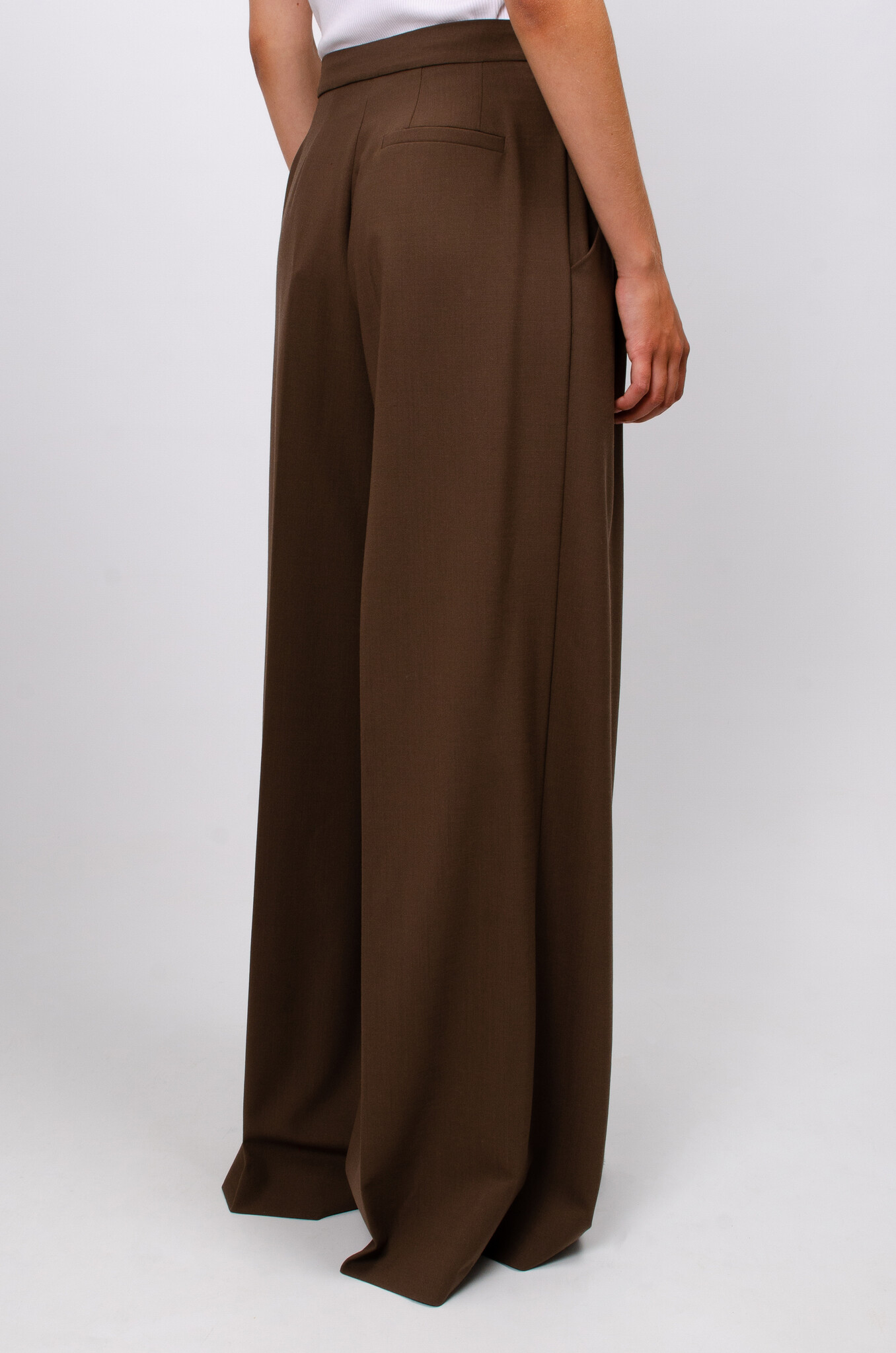 Pleated Wide Trousers in Militare-5