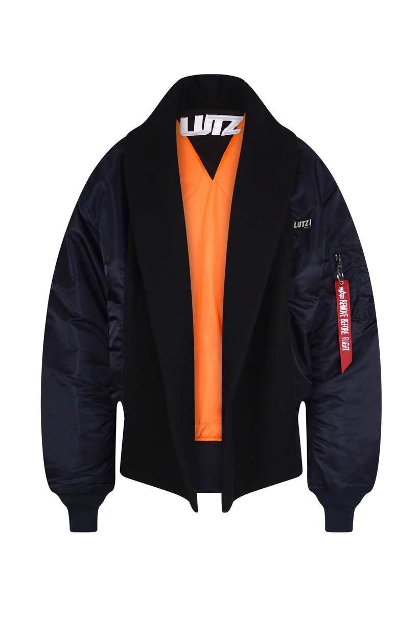 LUTZ HUELLE - Shawl Bomber Jacket Navy - Premium womenswear