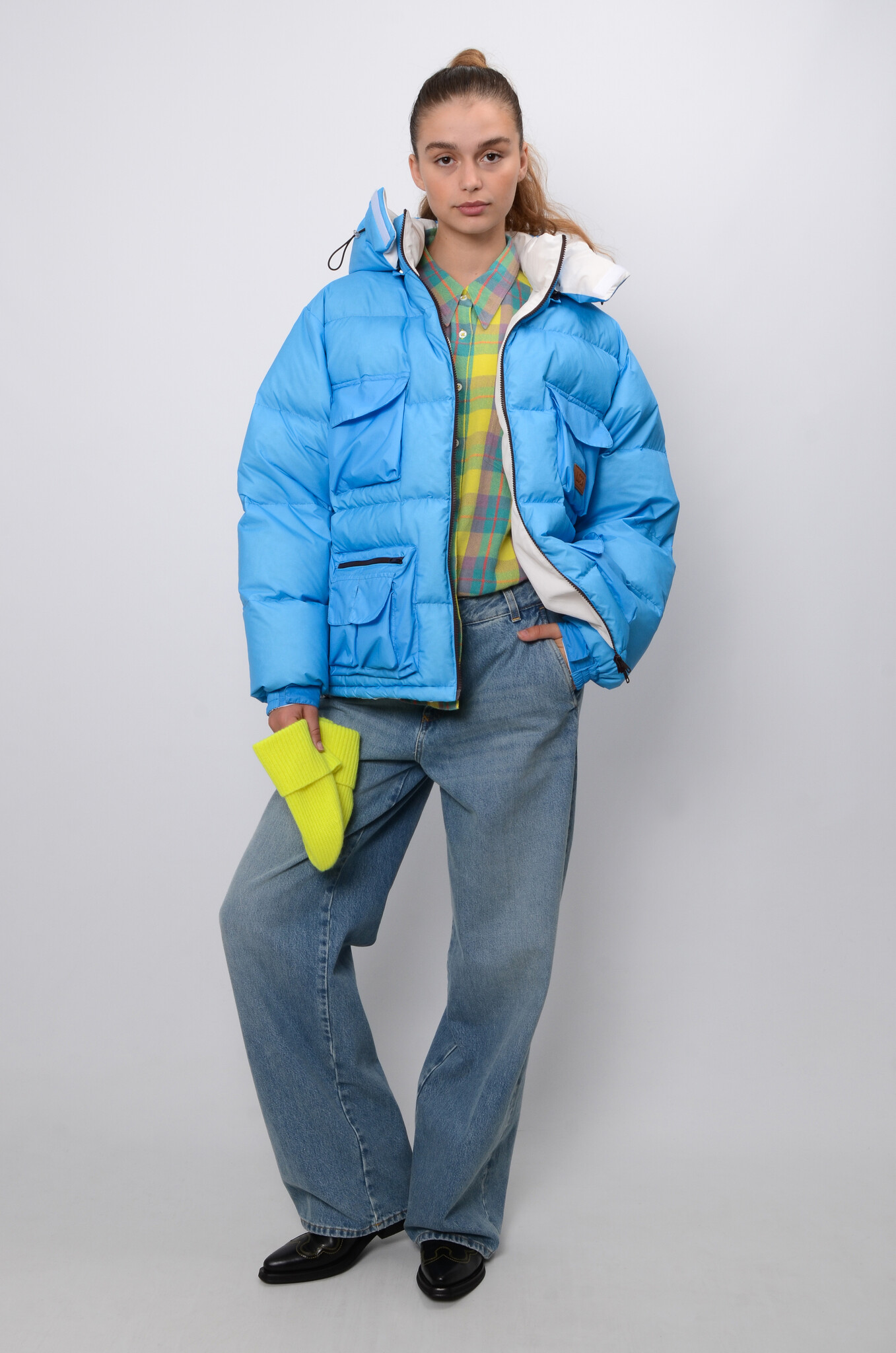 LC23 - Multi Pocket Down Jacket Blue - Premium womenswear