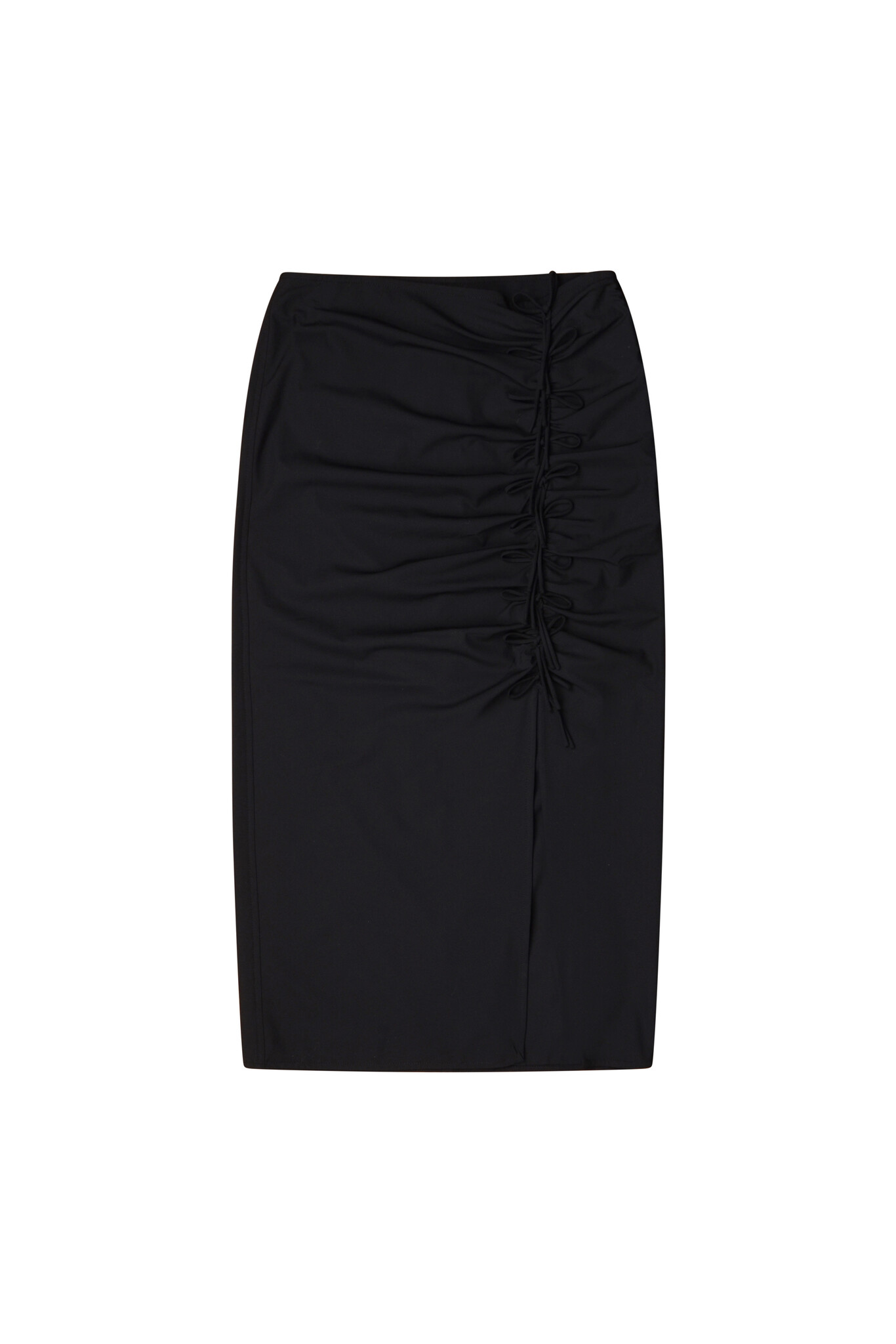 Black Drapey Midi Skirt-6