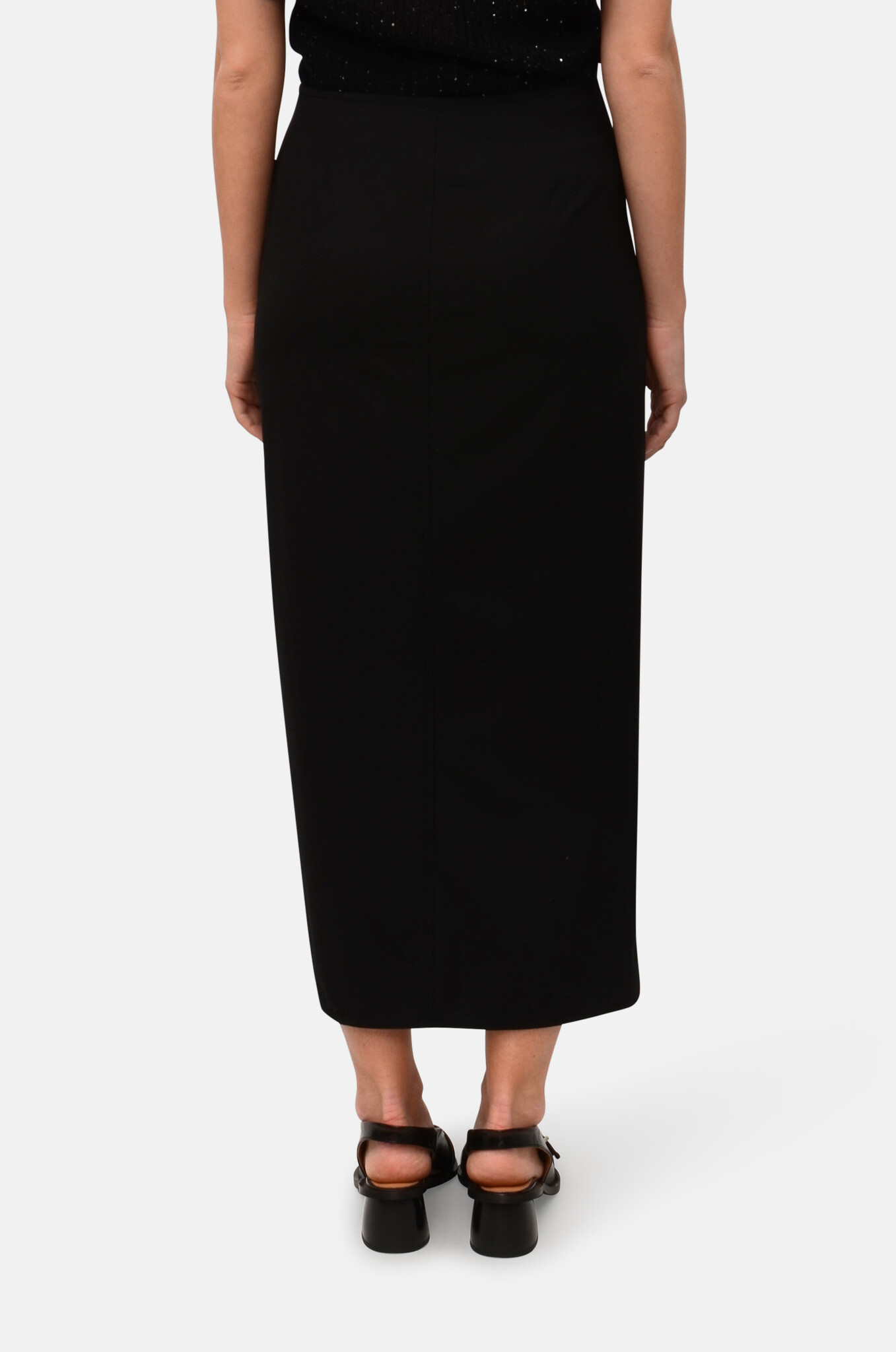 Black Drapey Midi Skirt-4