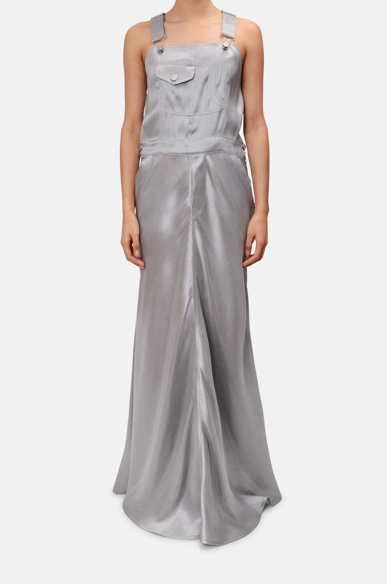 Grey dungaree maxi dress