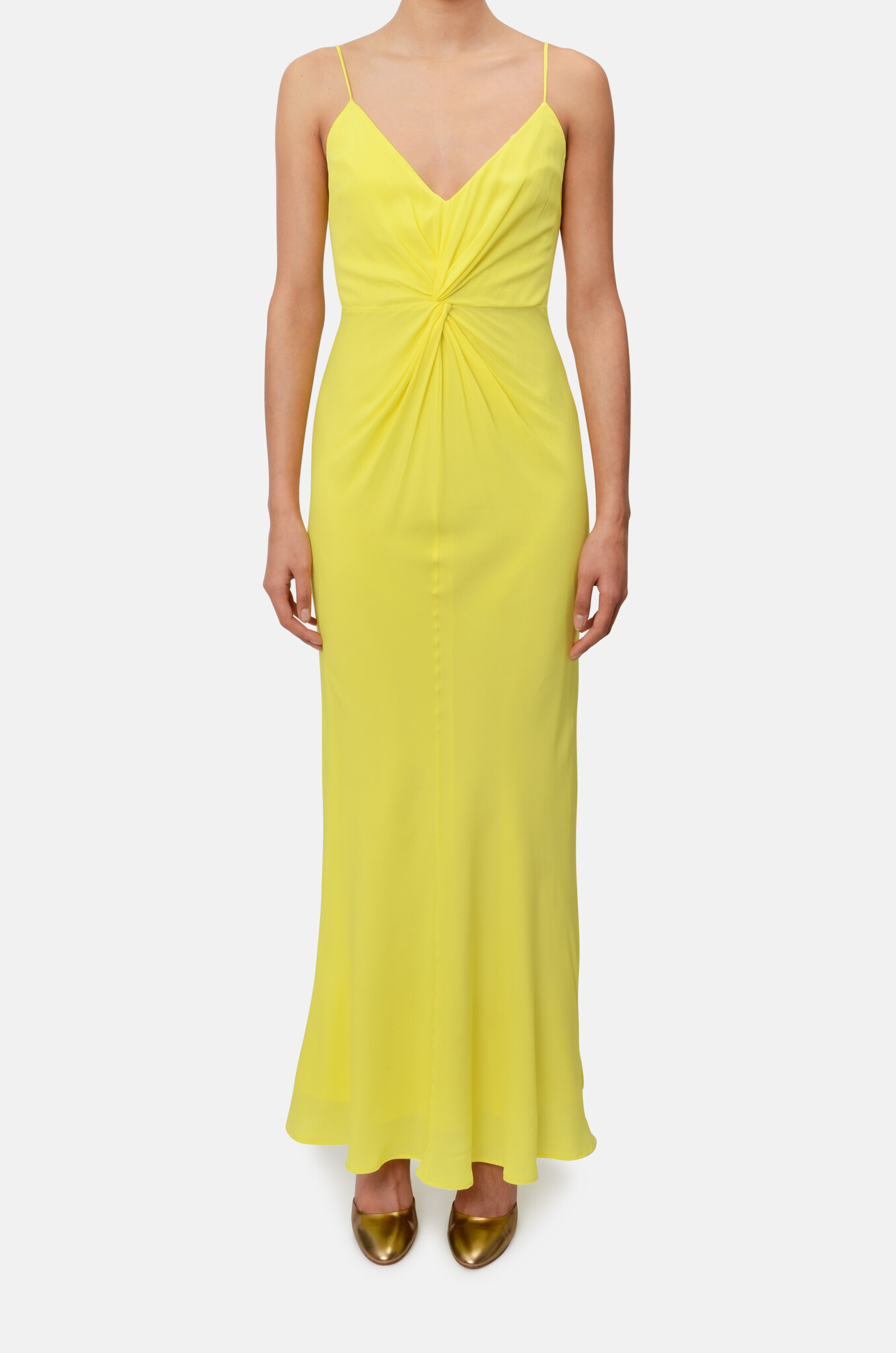 Twisted Front Slipdress in Bright Yellow-1