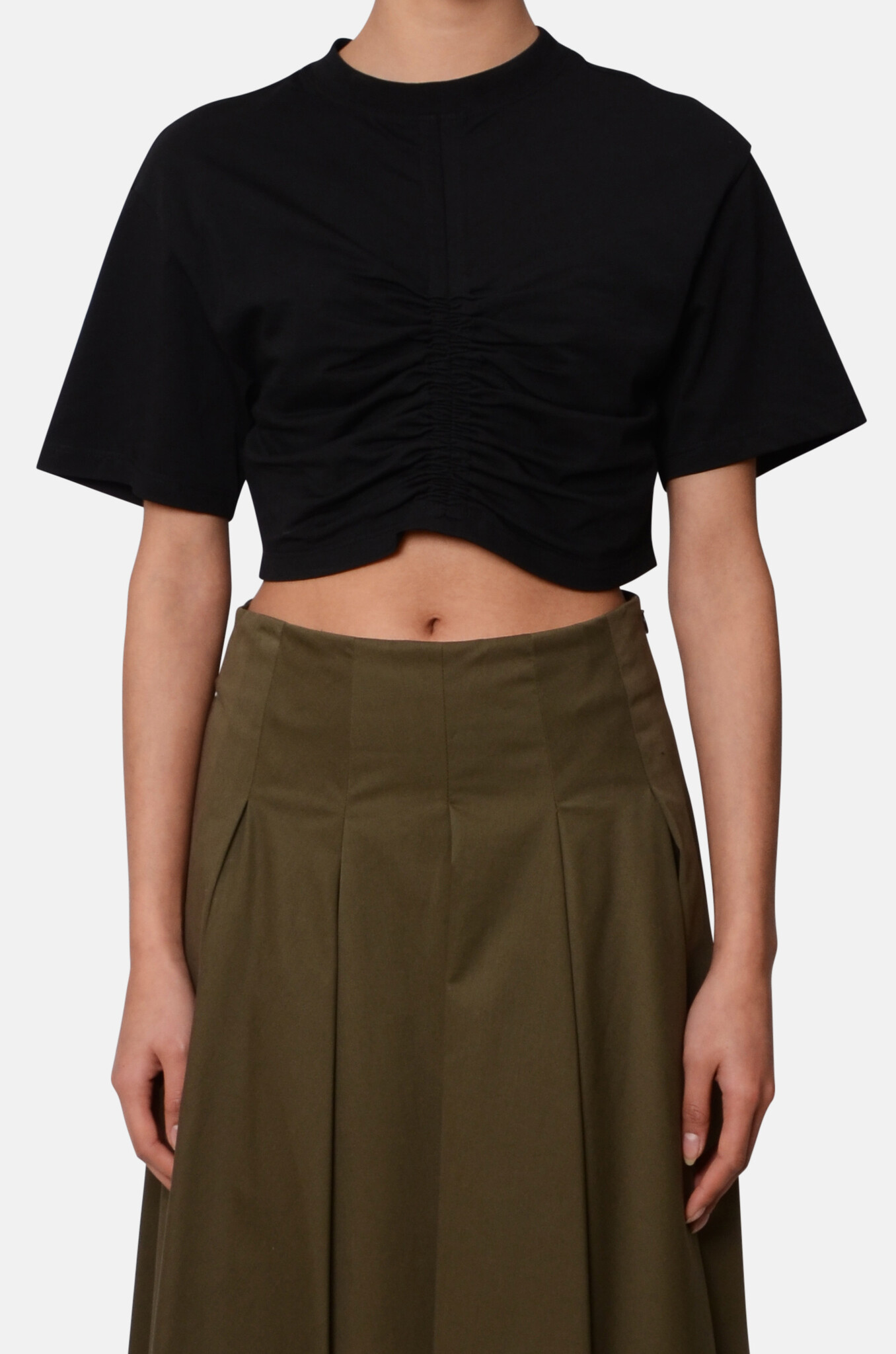 Ruched Tee in Black-1