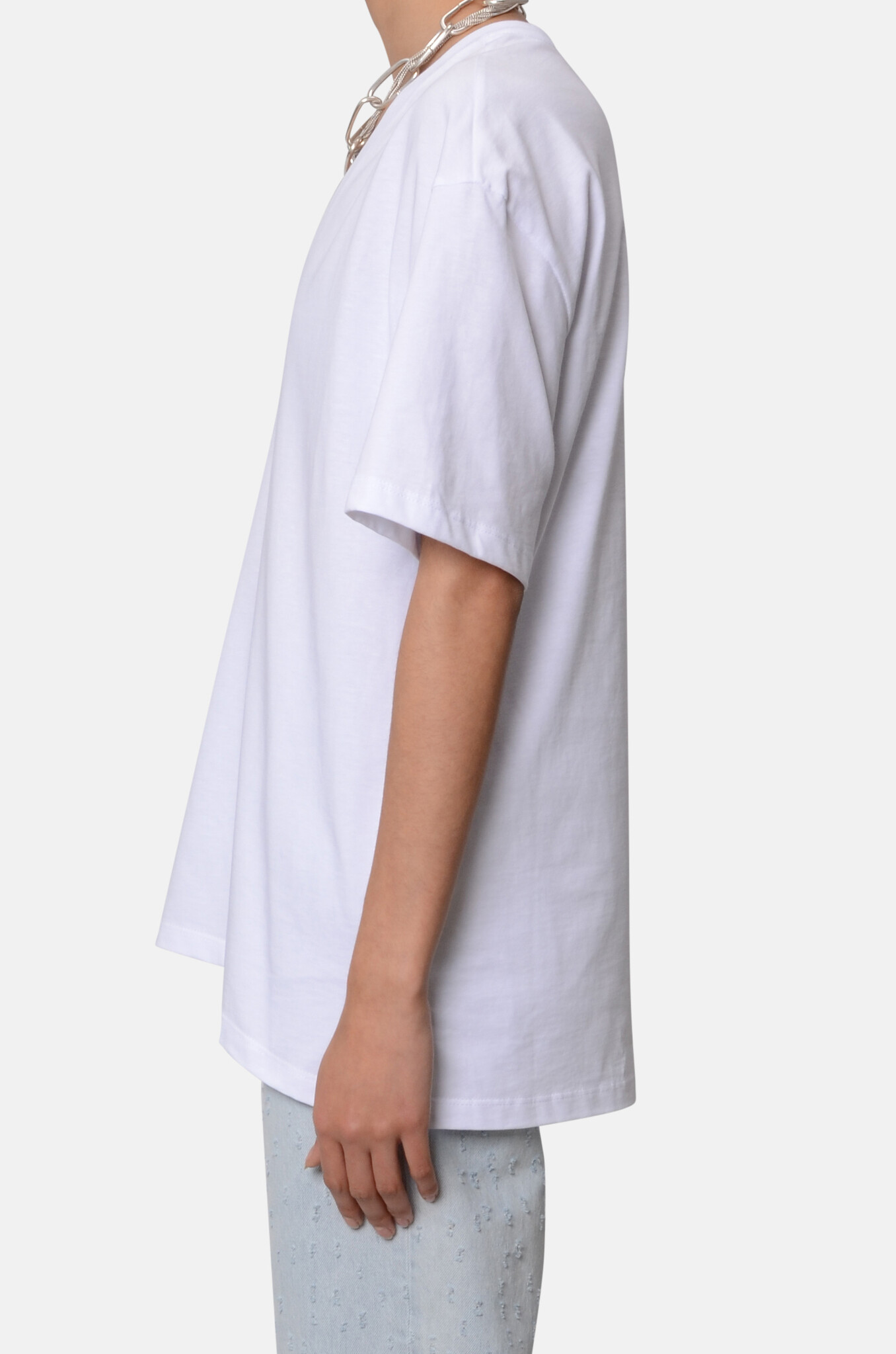 V-Neck Tee in White-3