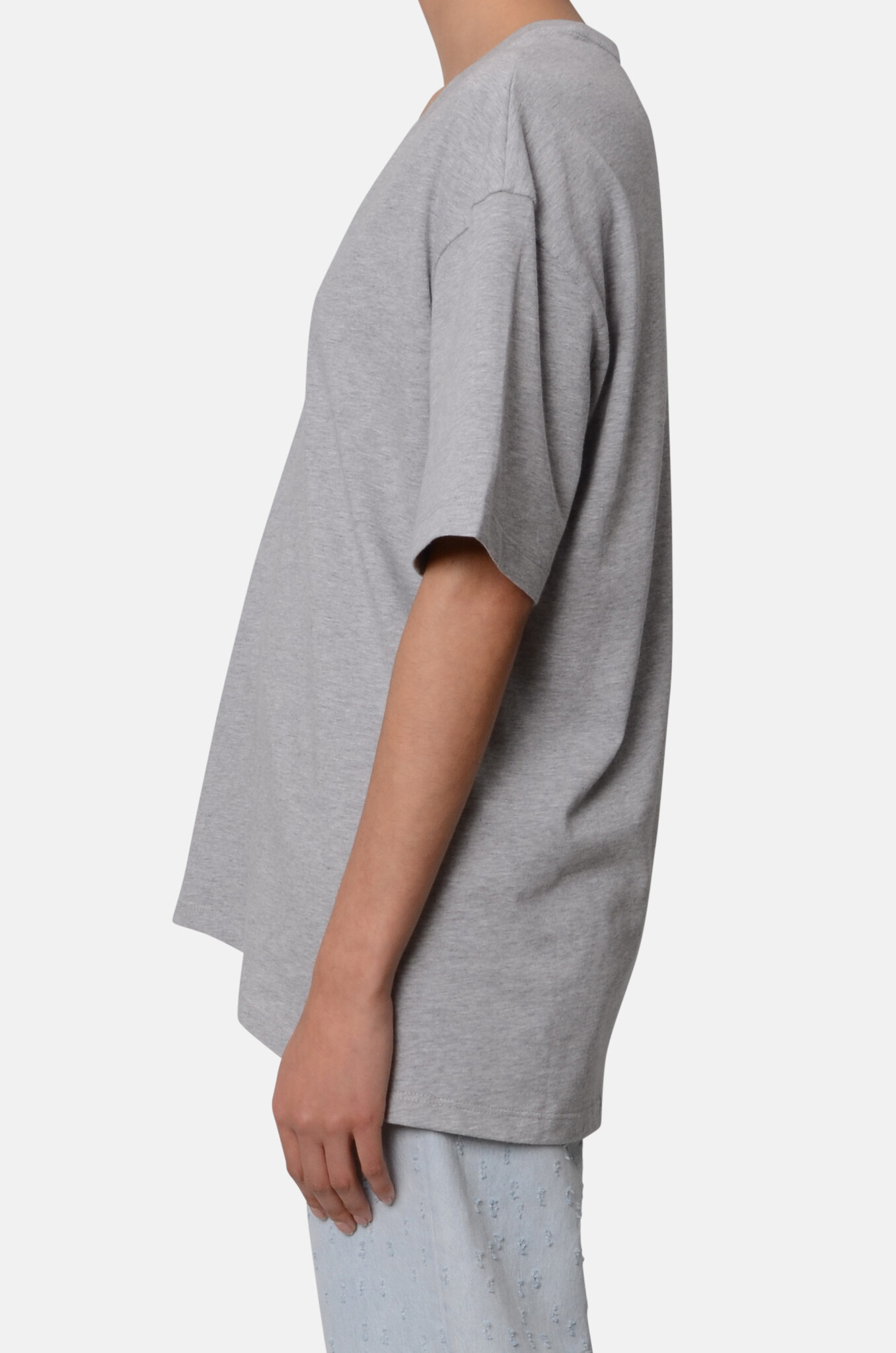 V-Neck Tee in Grey Melange-3