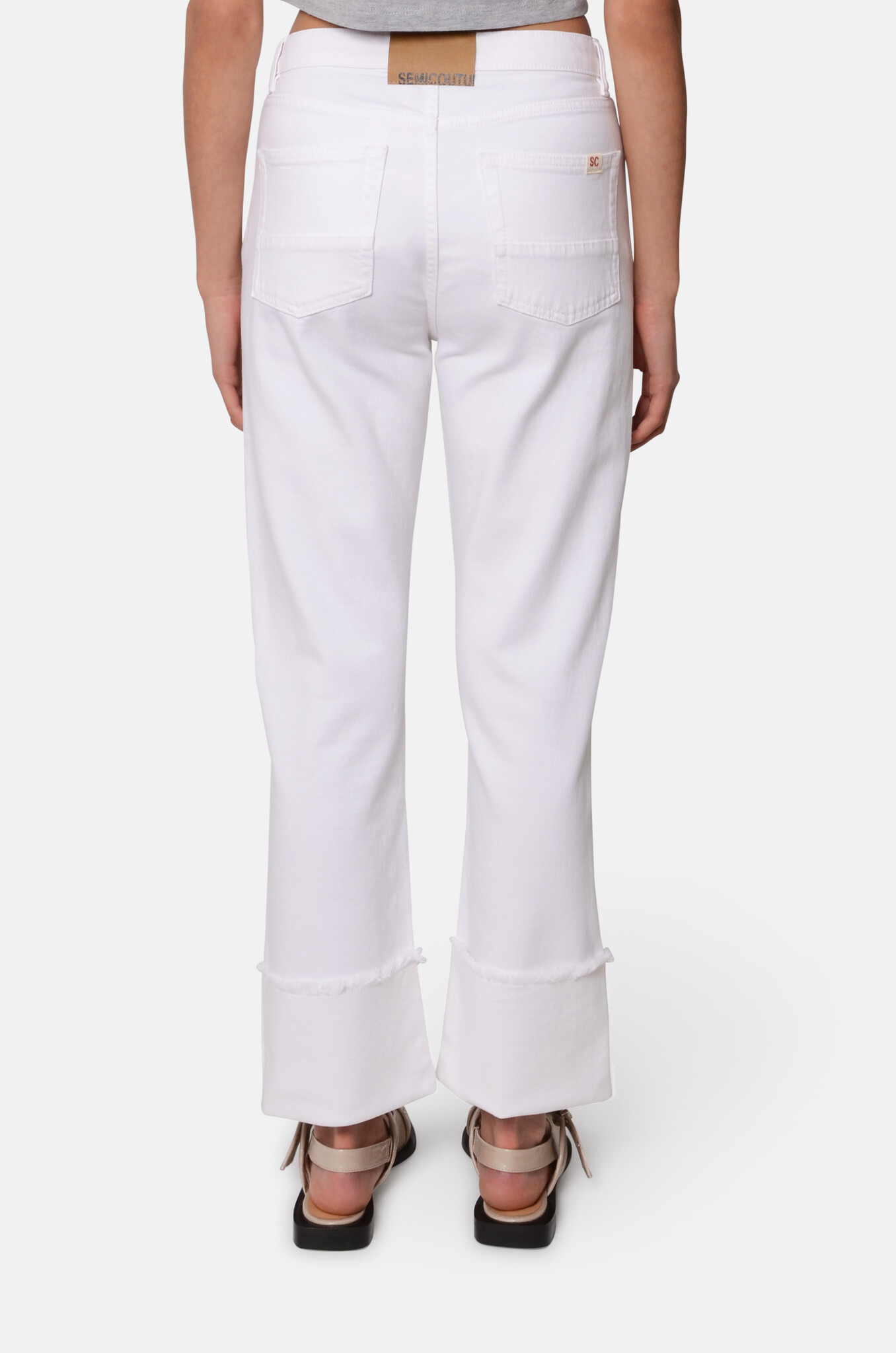 Cropped Jeans in White Stone-4