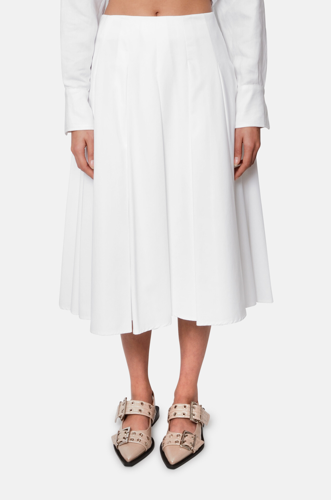 Gabardine Full Skirt in White-1