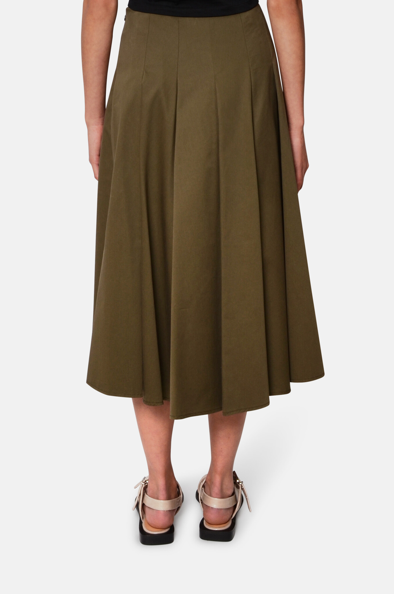 Gabardine Full Skirt in Olive-4