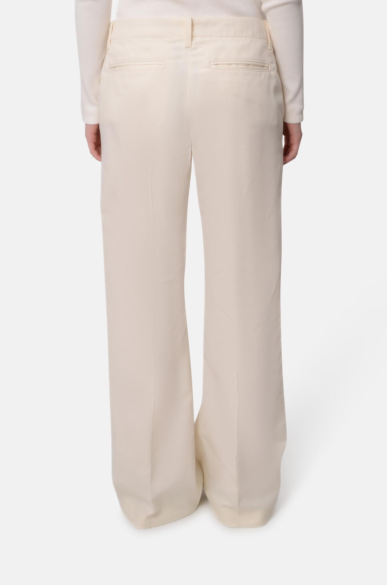 Mid Rise Flared Trouser in Ivory-4