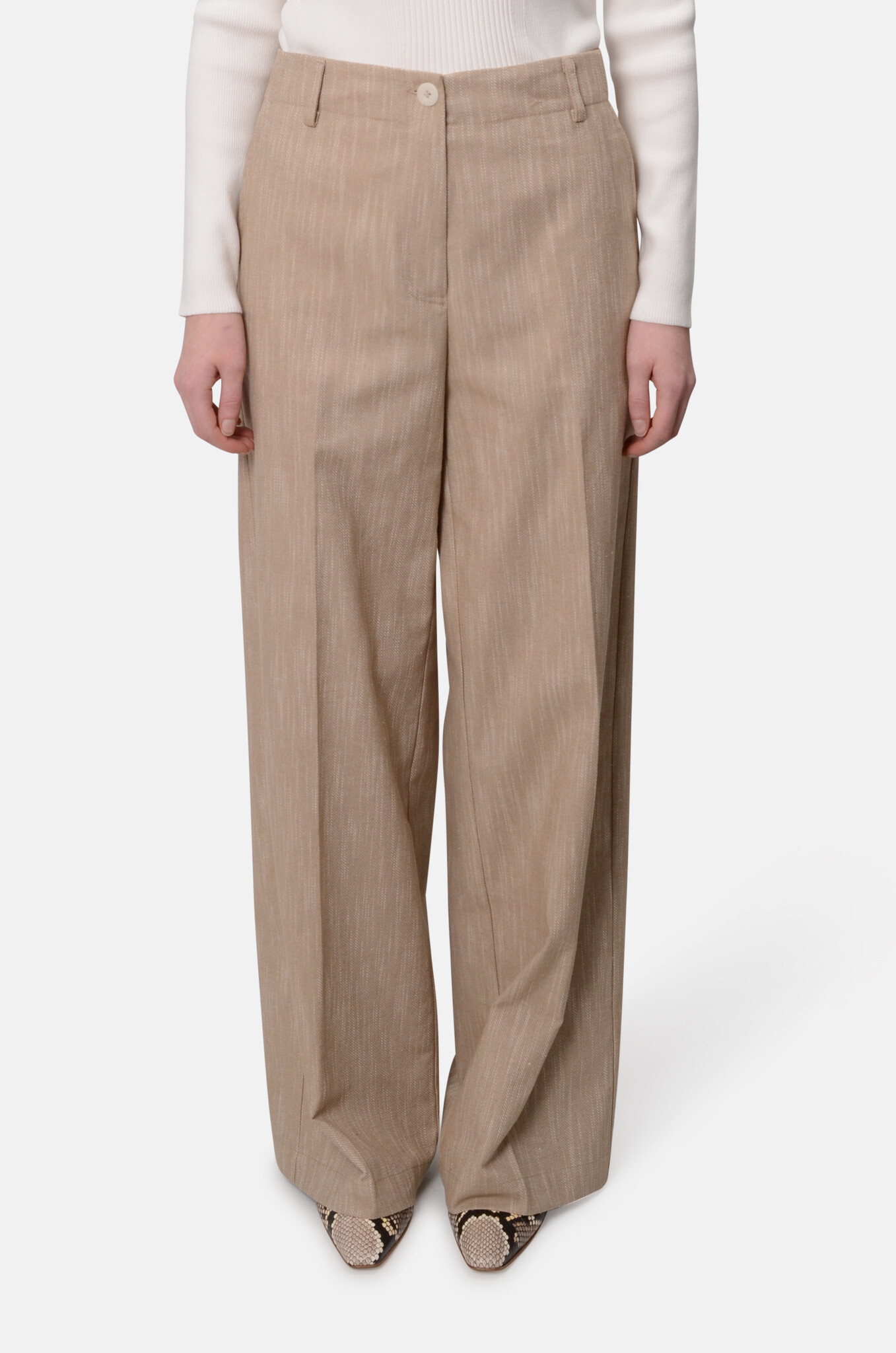 Textured Trousers in Sand-1