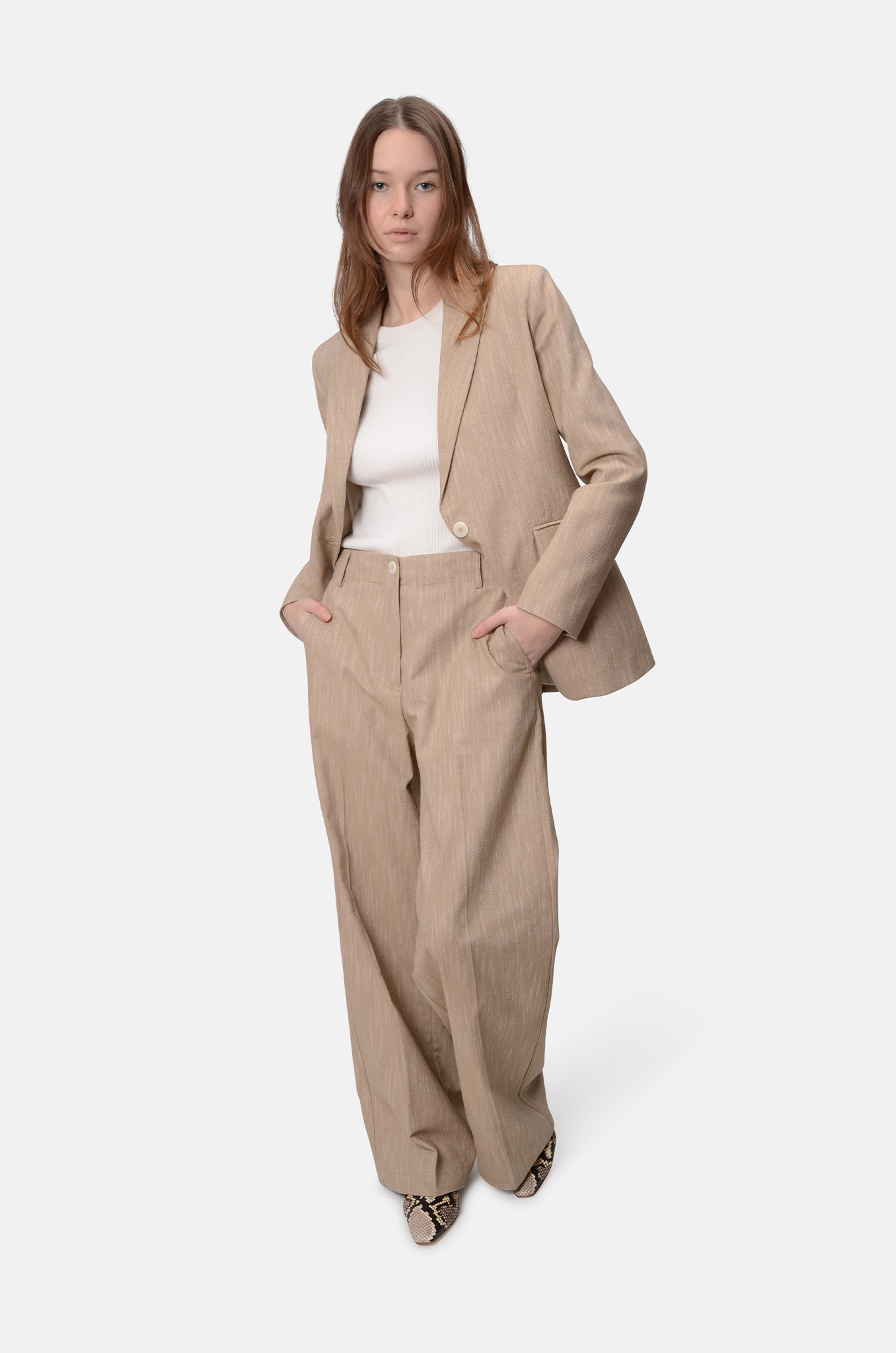 Textured Trousers in Sand-2