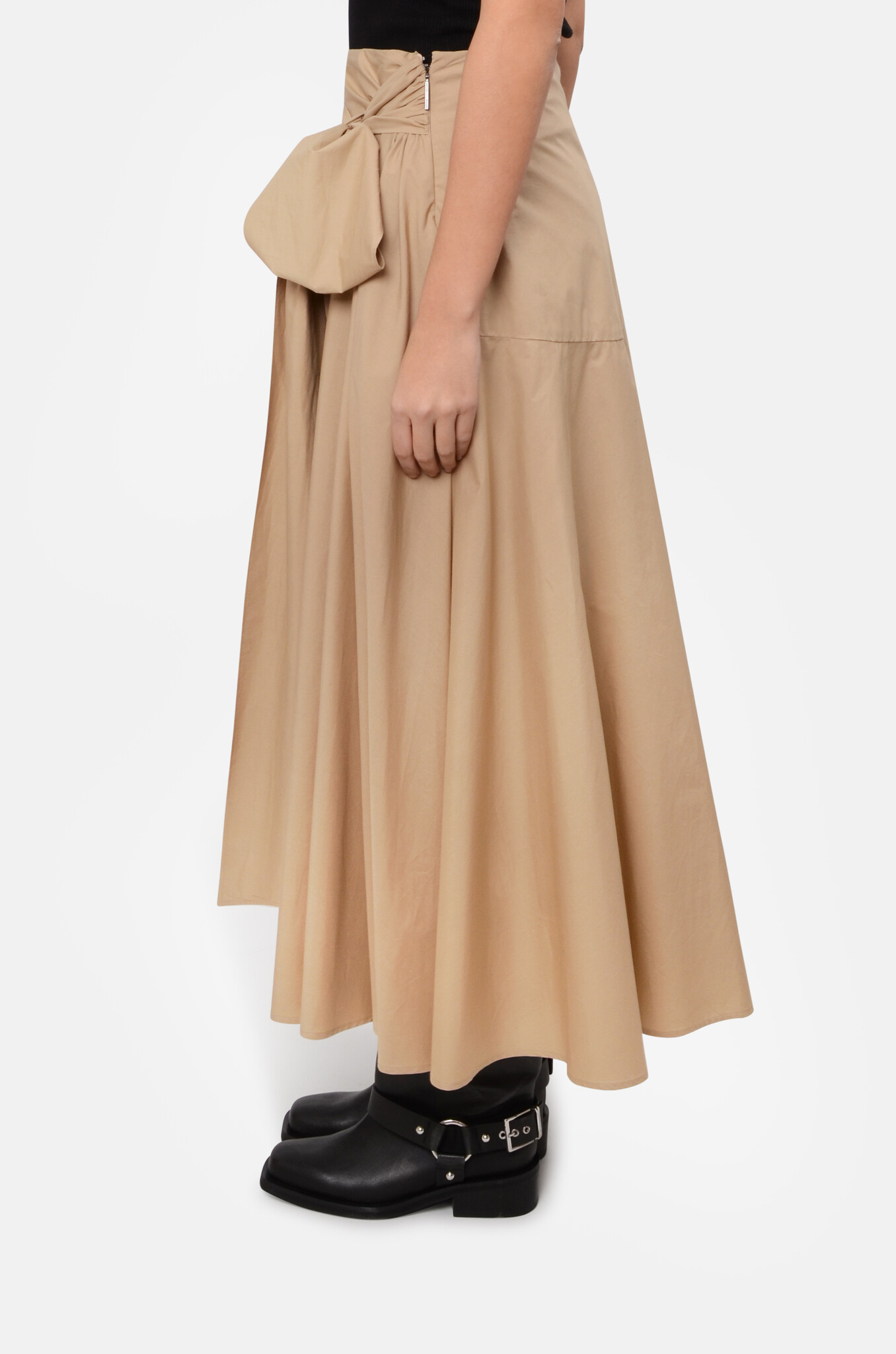 Roomy Poplin Skirt with Bow-3