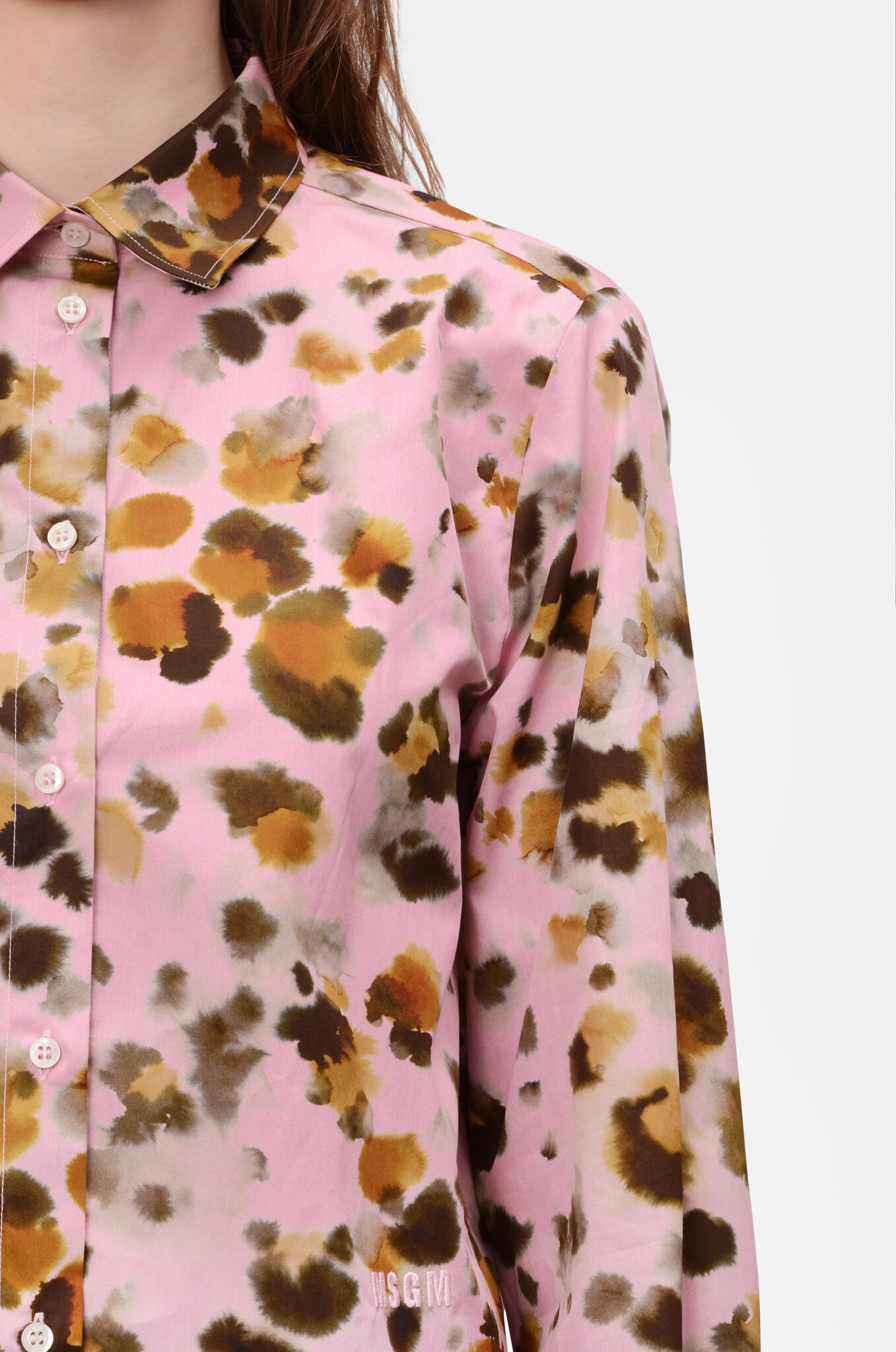 Poplin Cropped Shirt in Watercolour Leopard-5