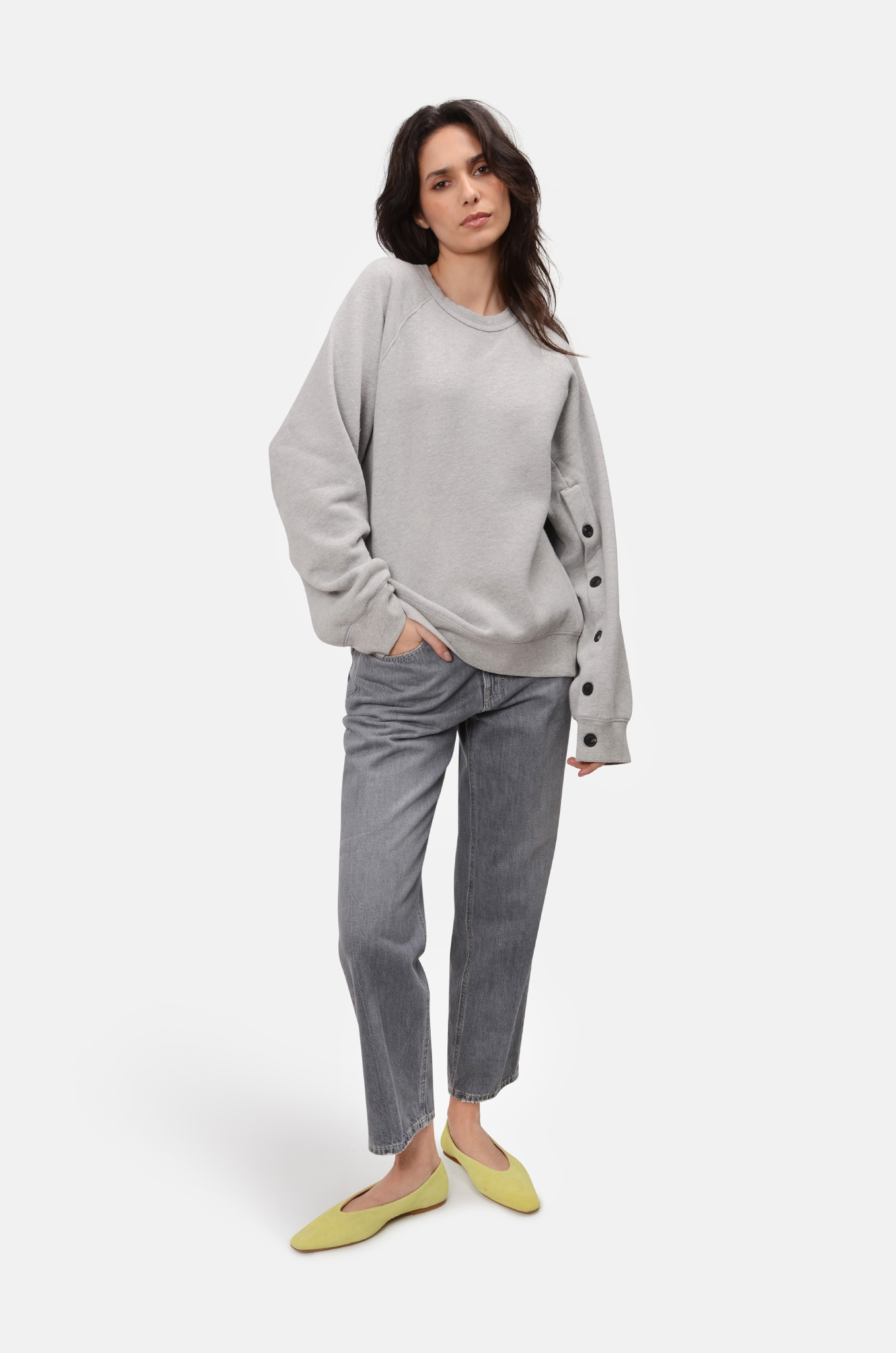 Luella Cape Sleeve Fleece in Heather Grey-2