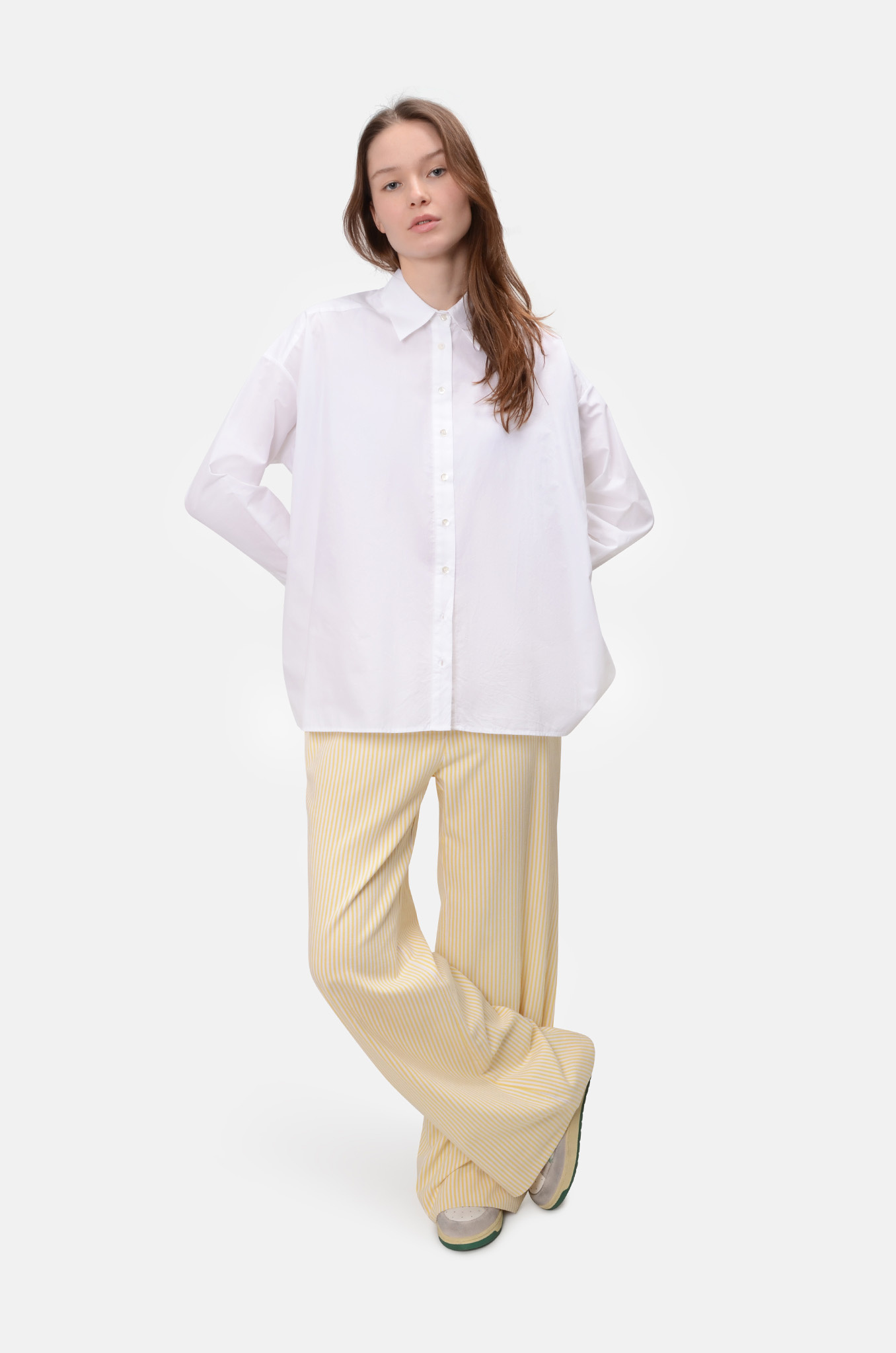 Oversized Shirt in White Poplin-2