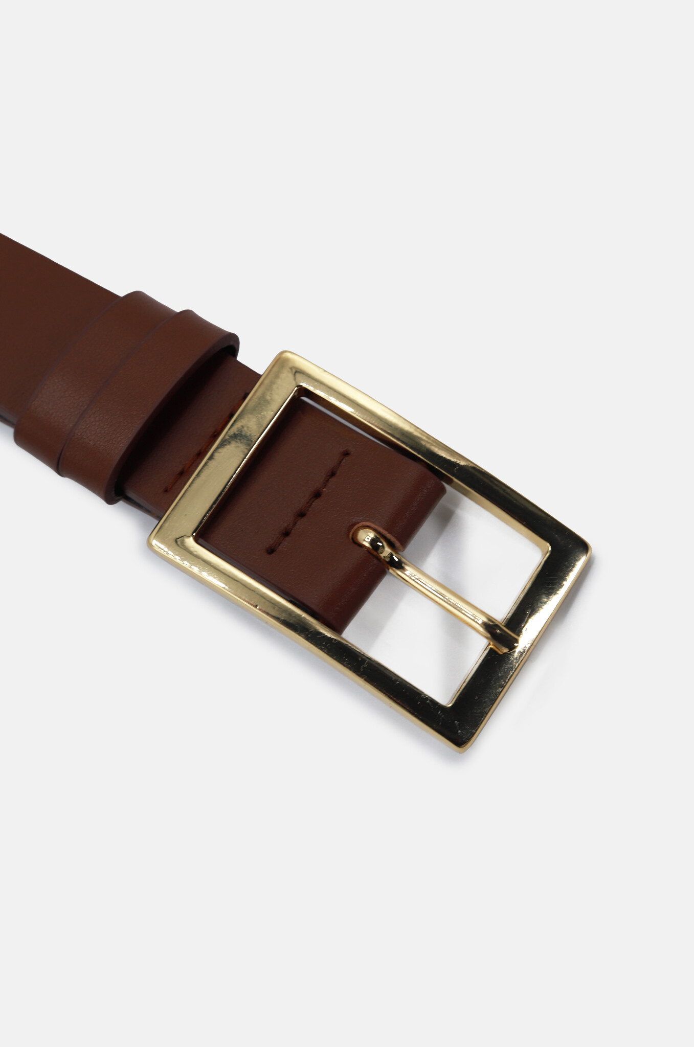 Square Buckle Leather Belt in Safari Brown-3