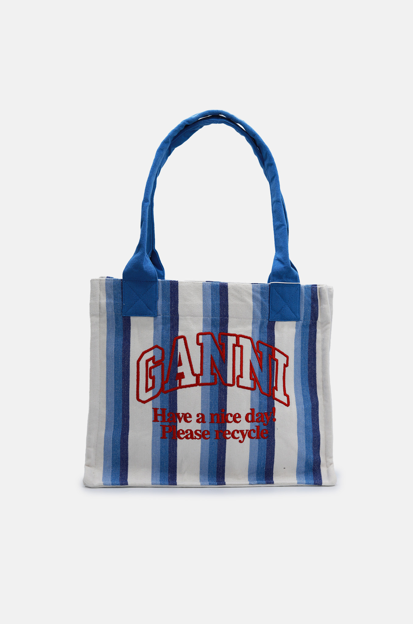 Large Striped Canvas Tote Bag in Blue-1