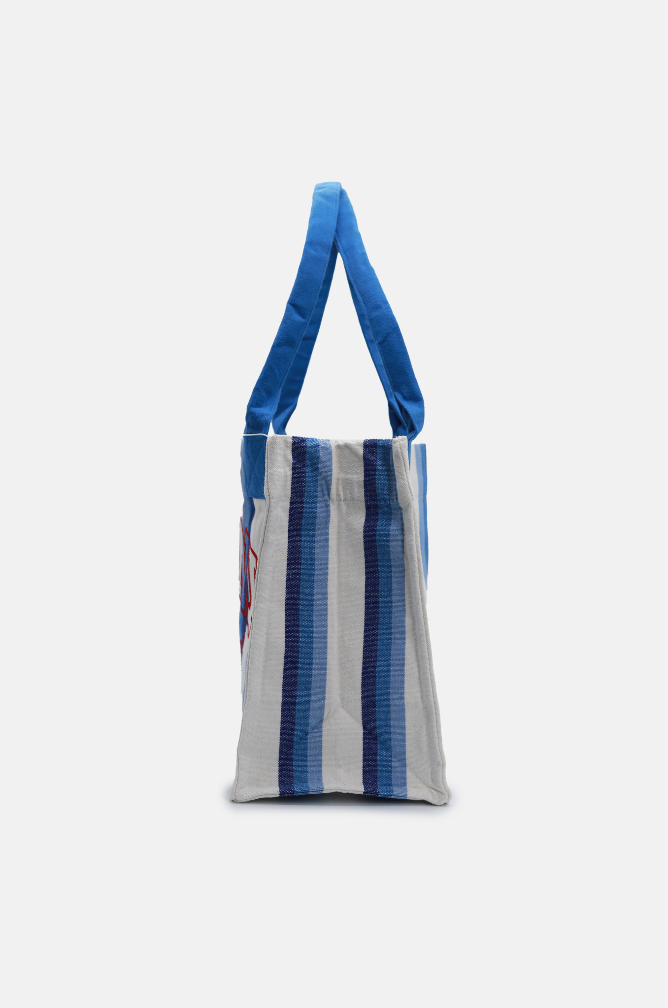 Large Striped Canvas Tote Bag in Blue-2