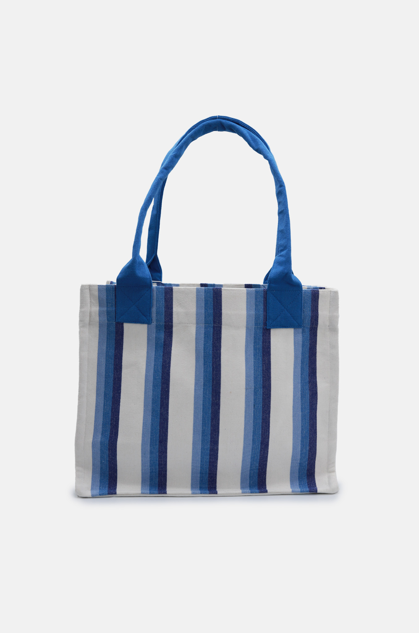 Large Striped Canvas Tote Bag in Blue-3