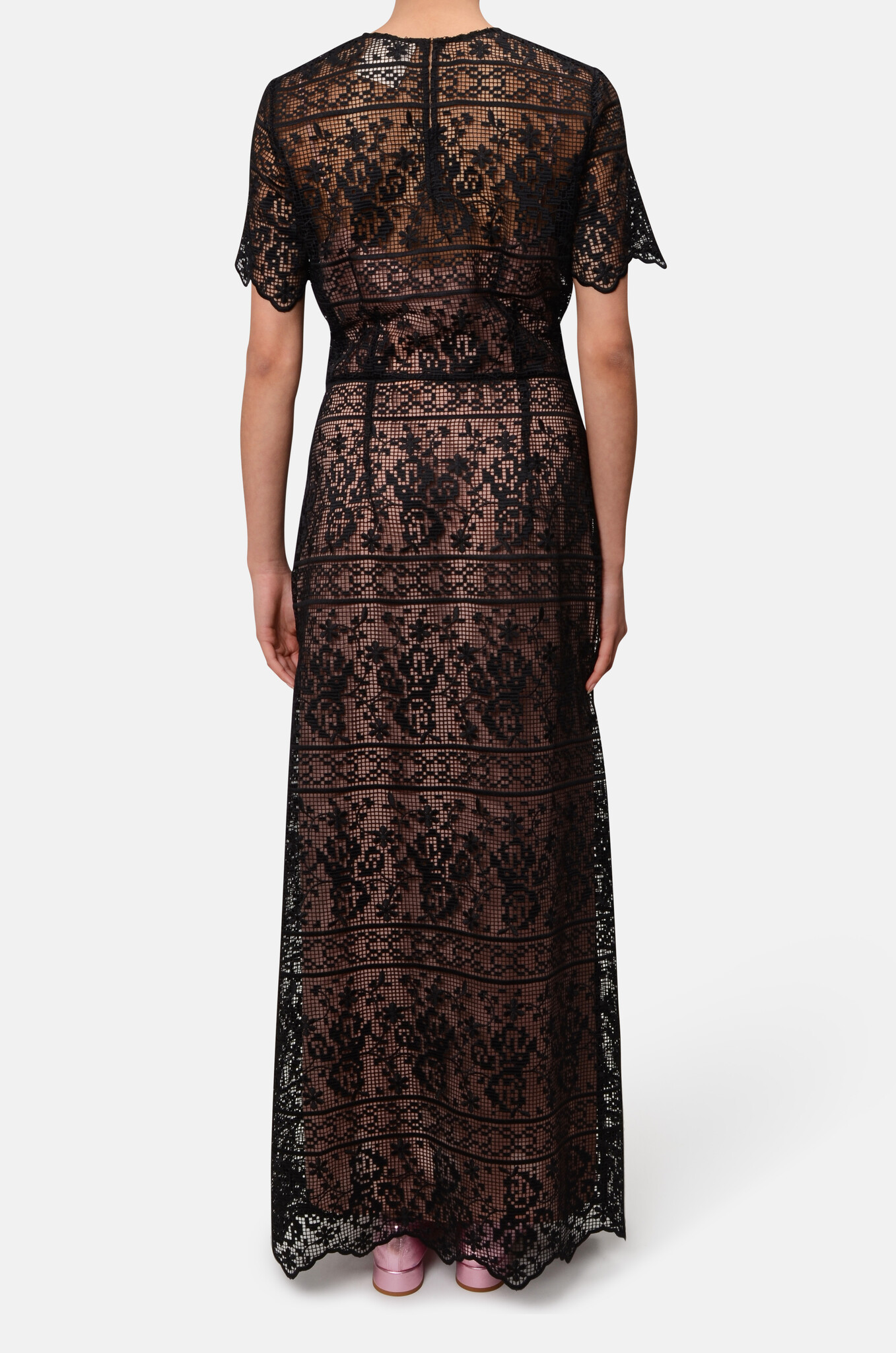 Crochet Lace Maxi Dress in Black-4