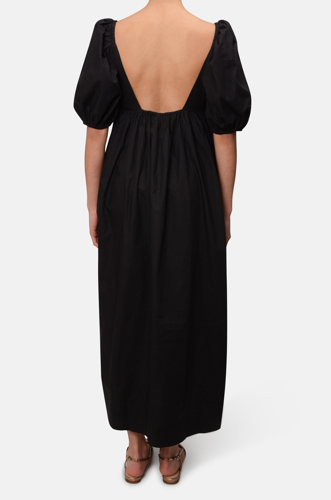 Cotton Poplin Long Dress Black-4