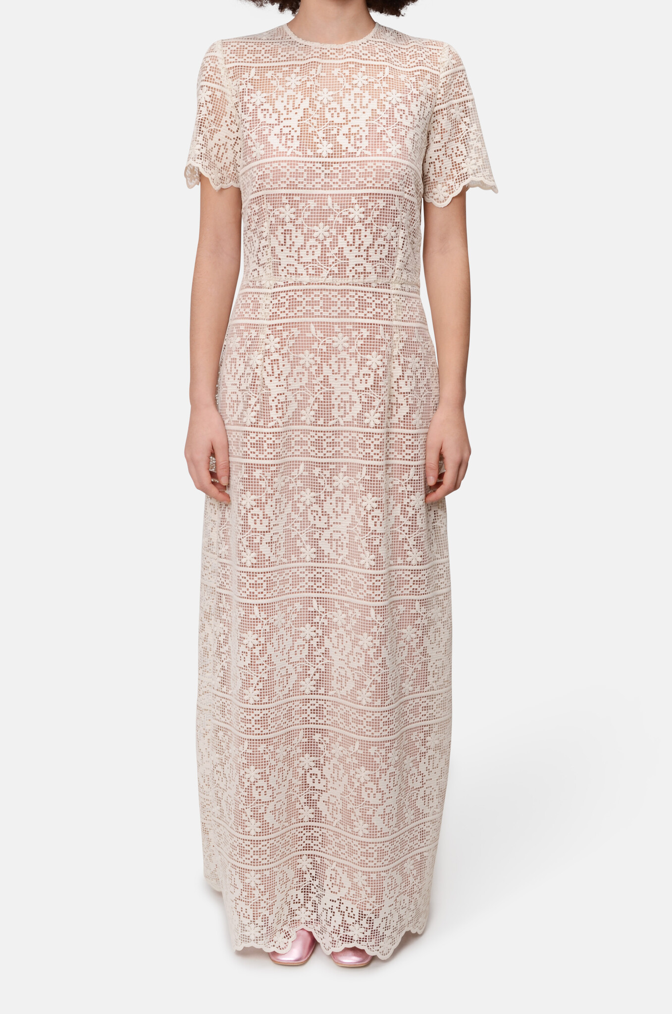 Crochet Lace Maxi Dress in Ivory-1