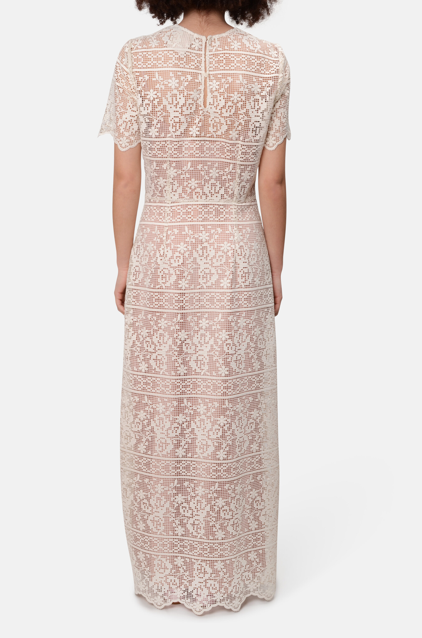 Crochet Lace Maxi Dress in Ivory-4